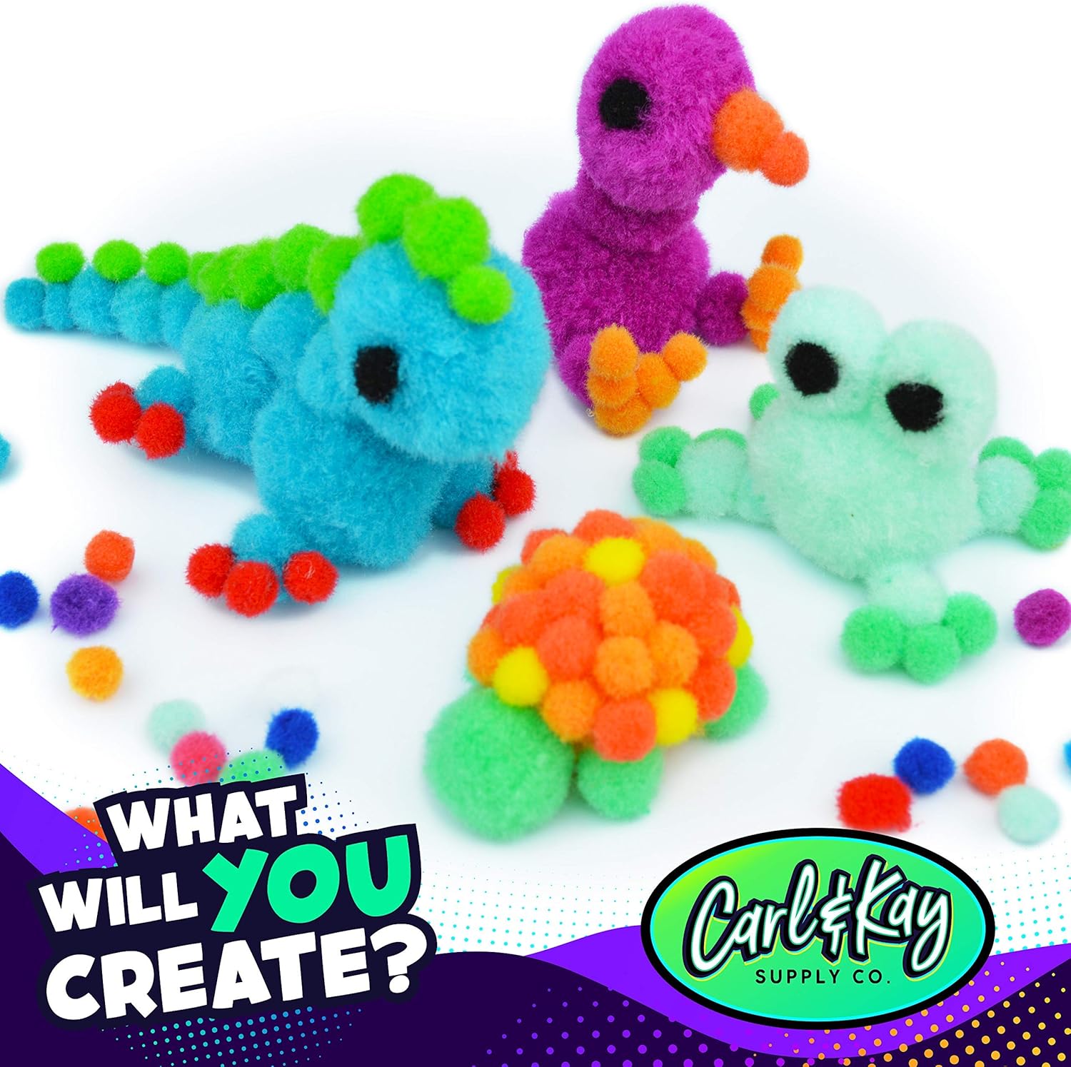 2200 Pieces Assorted Pom Poms with Googly Eyes