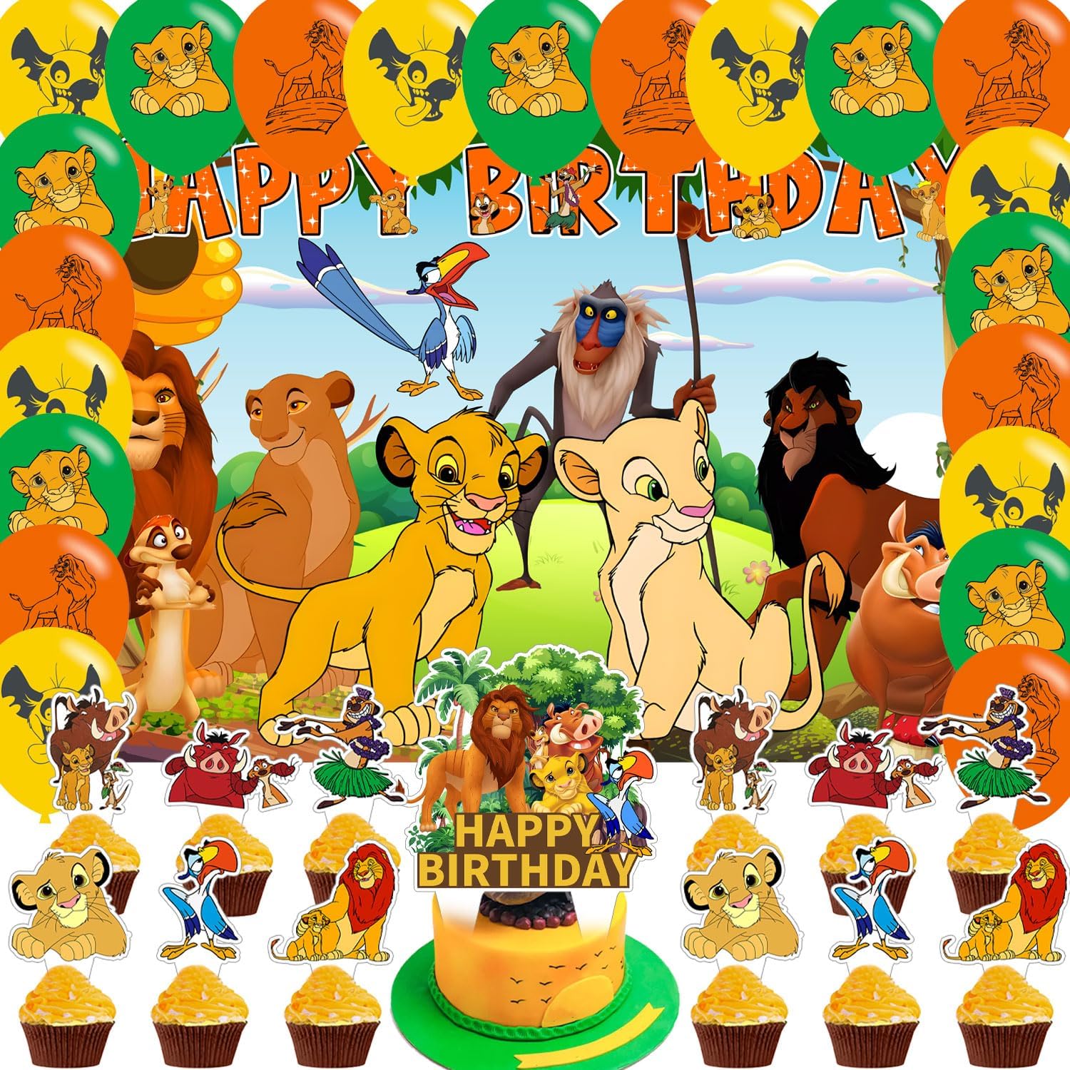 Lion Birthday Party Backdrop 5x3ft