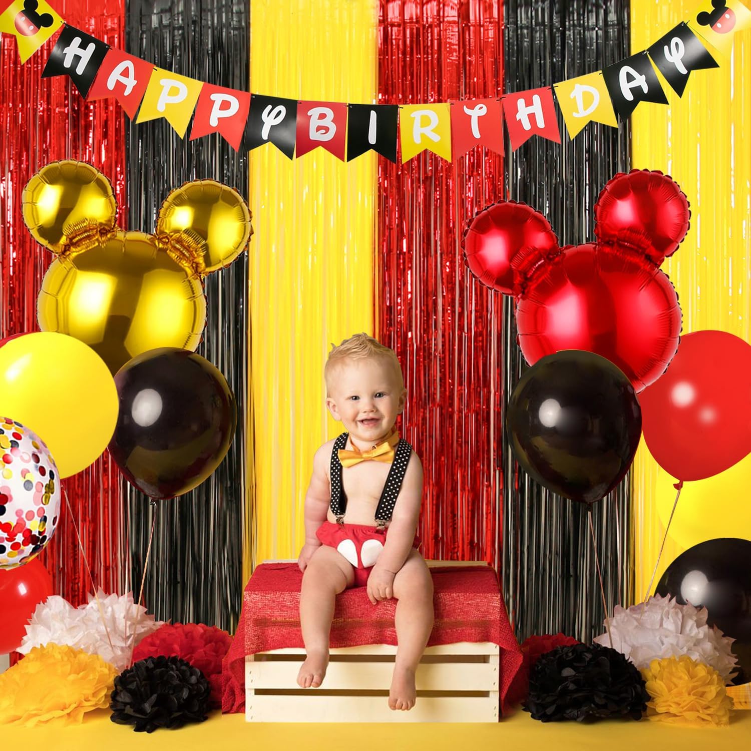 Cartoon Mouse Birthday Decorations Photo Booth Backdrop