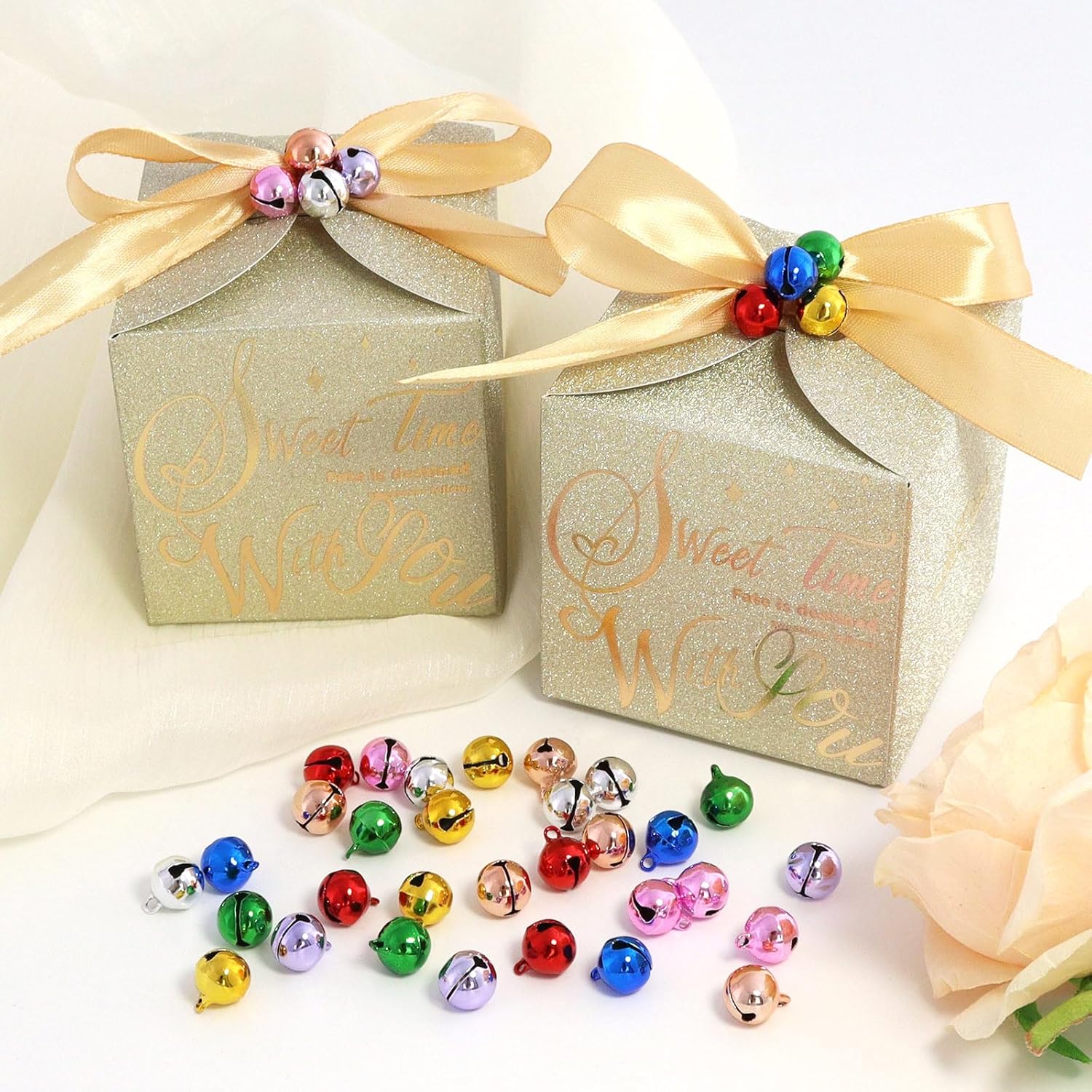 LIGHOON 120 Pcs 12 Inch Colorful Craft Bells