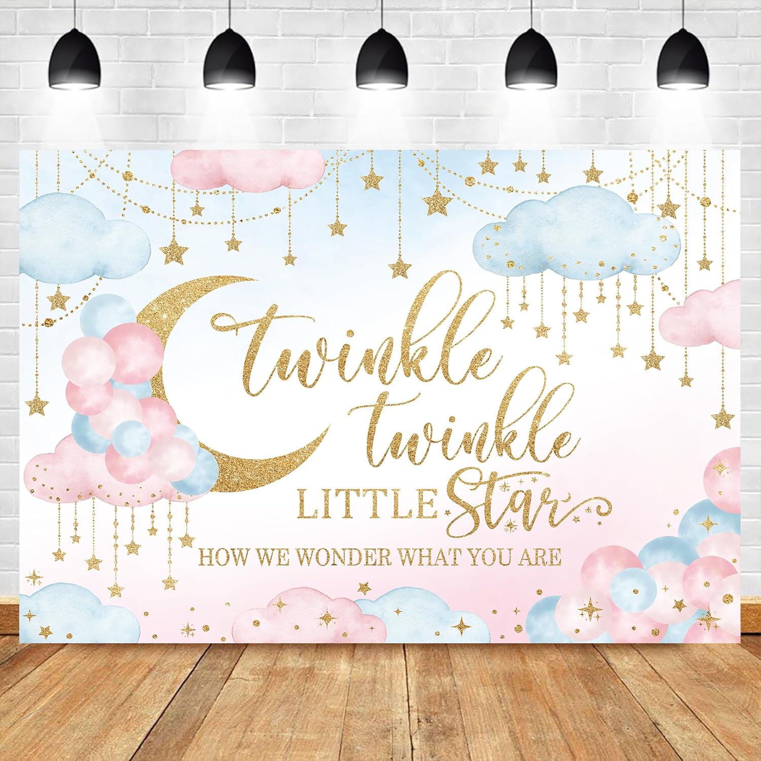 Homewelle Twinkle Twinkle Little Star Gender Reveal Backdrop 7x5 Feet
