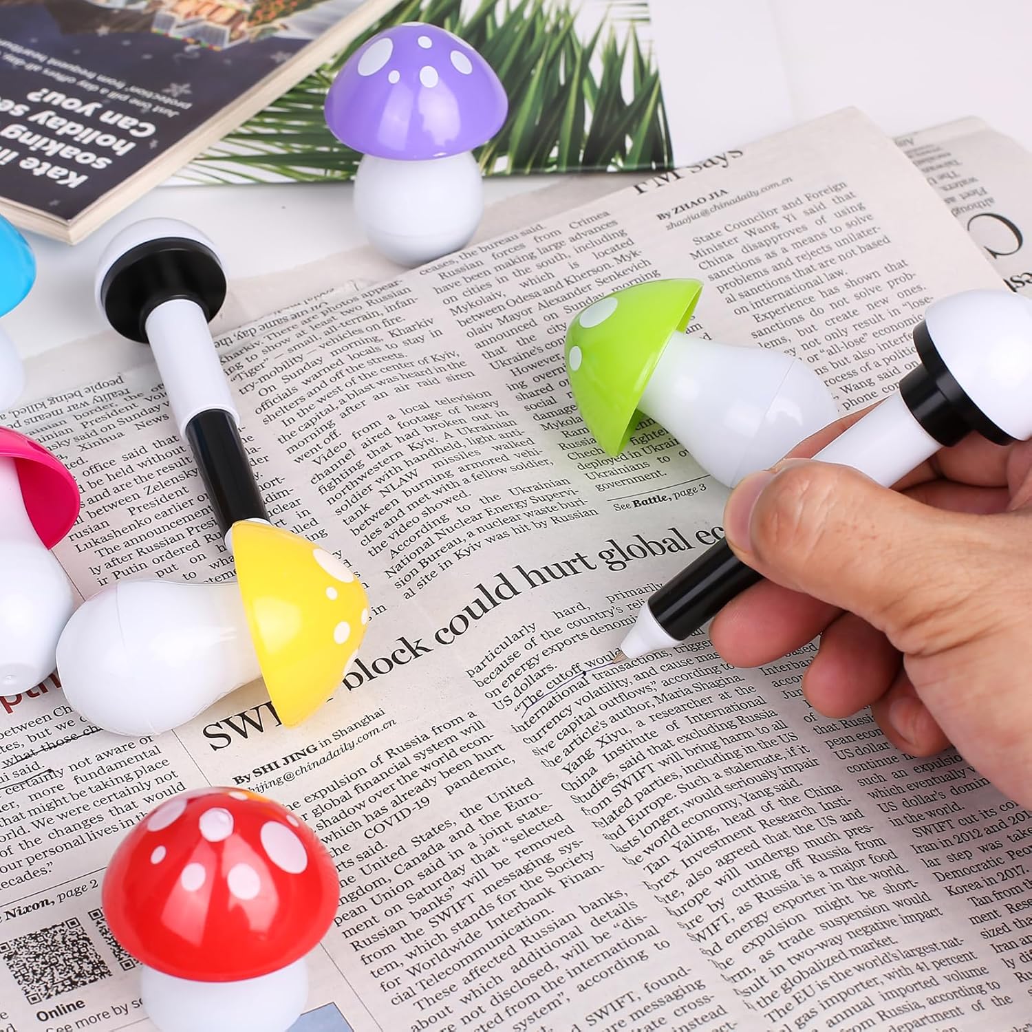 Mushroom Ballpoint Pens Blue Ink 05mm Novelty Cartoons 30 PCS