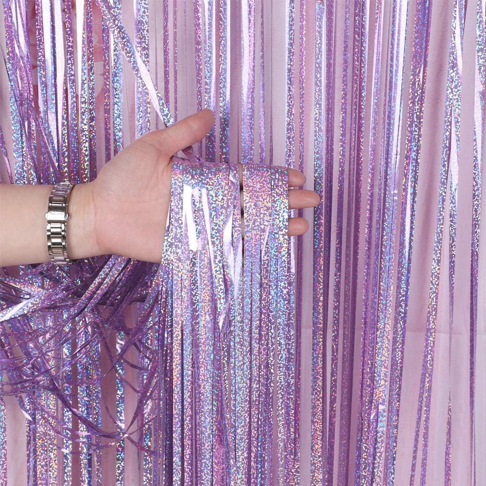3 Pack Tinsel Foil Curtain Backdrop for Parties