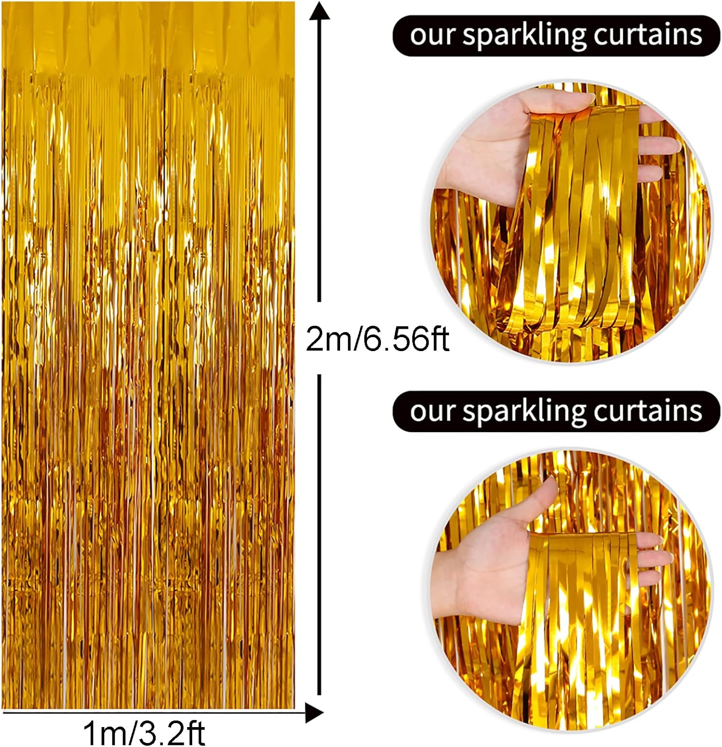 2 Pack Gold Tinsel Backdrop for Party Decor