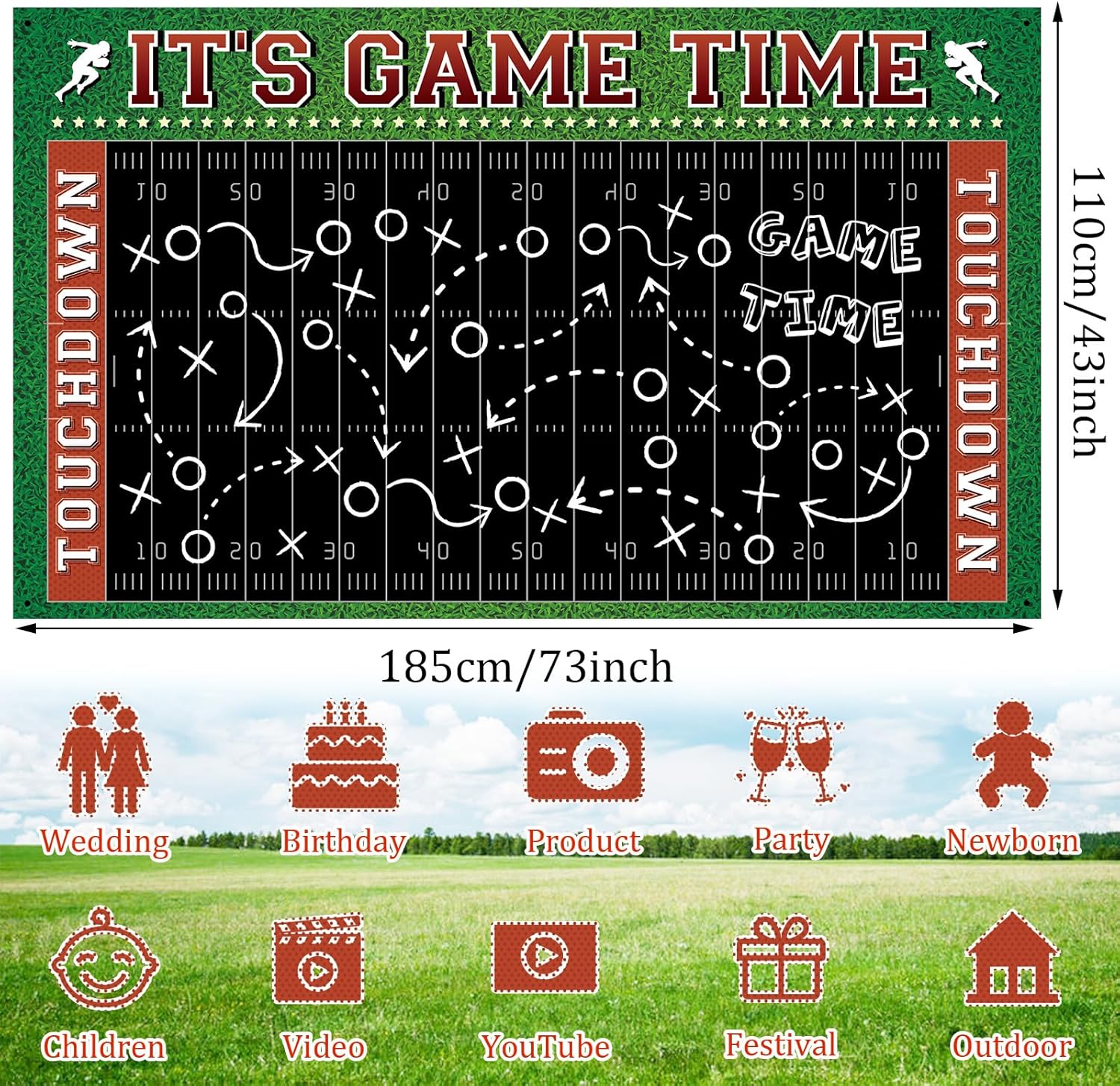 Windkream Football Field Backdrop for Photo and Party Decor