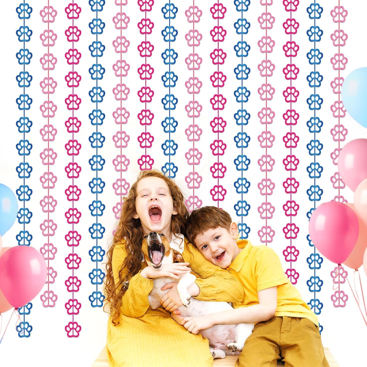 2 Pack Paw Birthday Decorations Blue and Pink