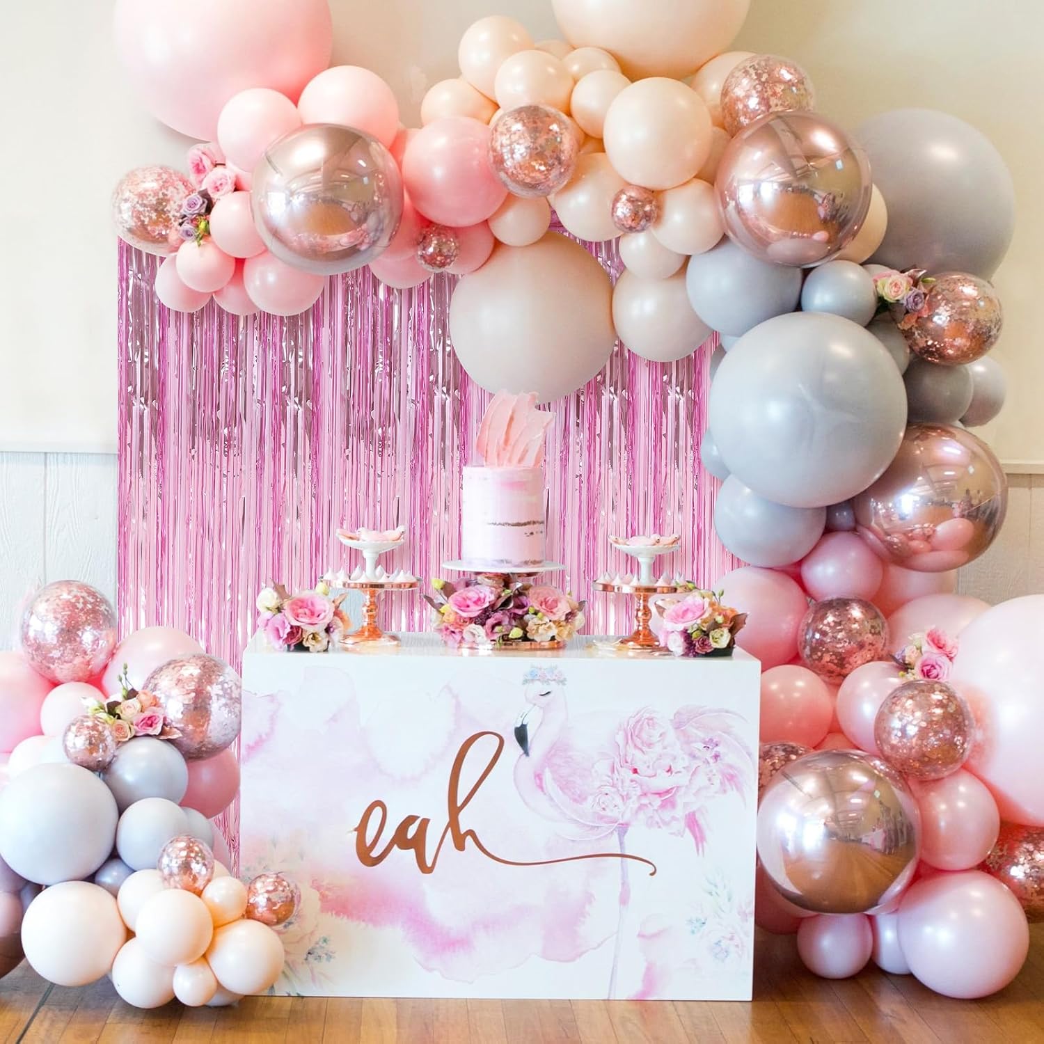 3 Pack Pink Foil Fringe Curtains for Parties