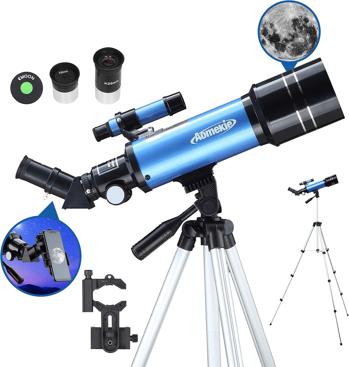 AOMEKIE 40070 70mm Telescope with Tripod and Phone Adapter