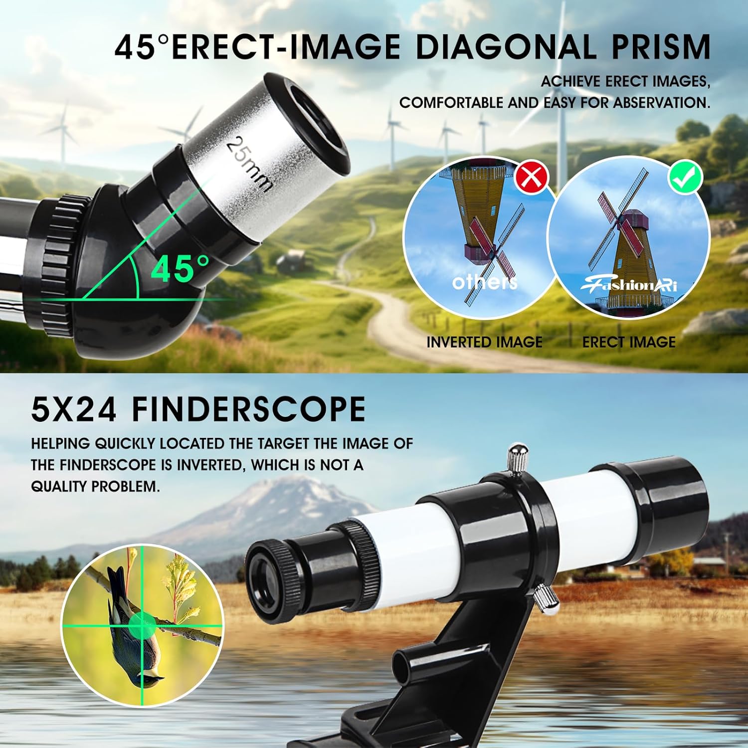 FASHIONARI 70mm Telescope with Wireless Remote for Kids and Beginners