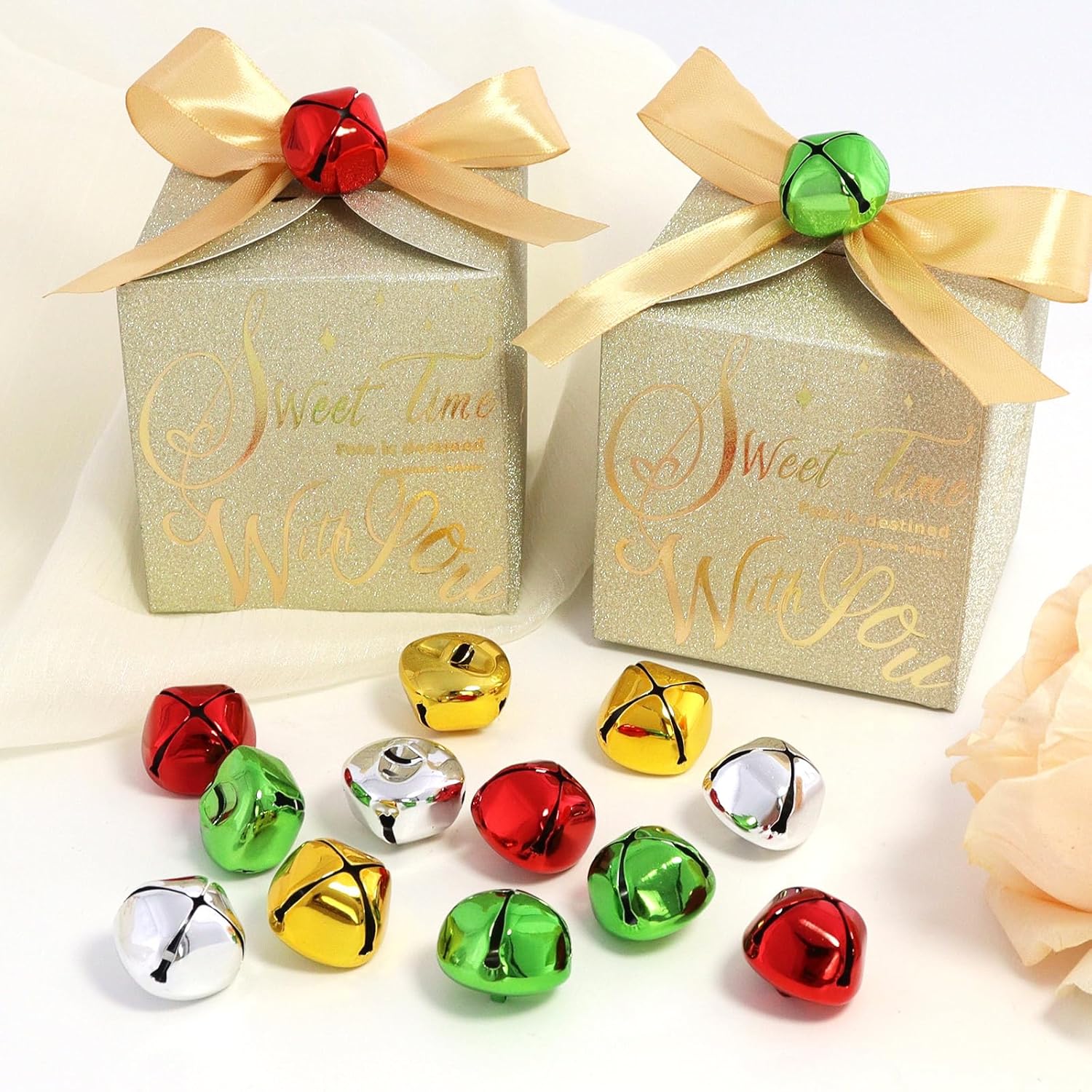 LIGHOON Jingle Bells 1 Inch Metal Craft Decor 50 Pcs