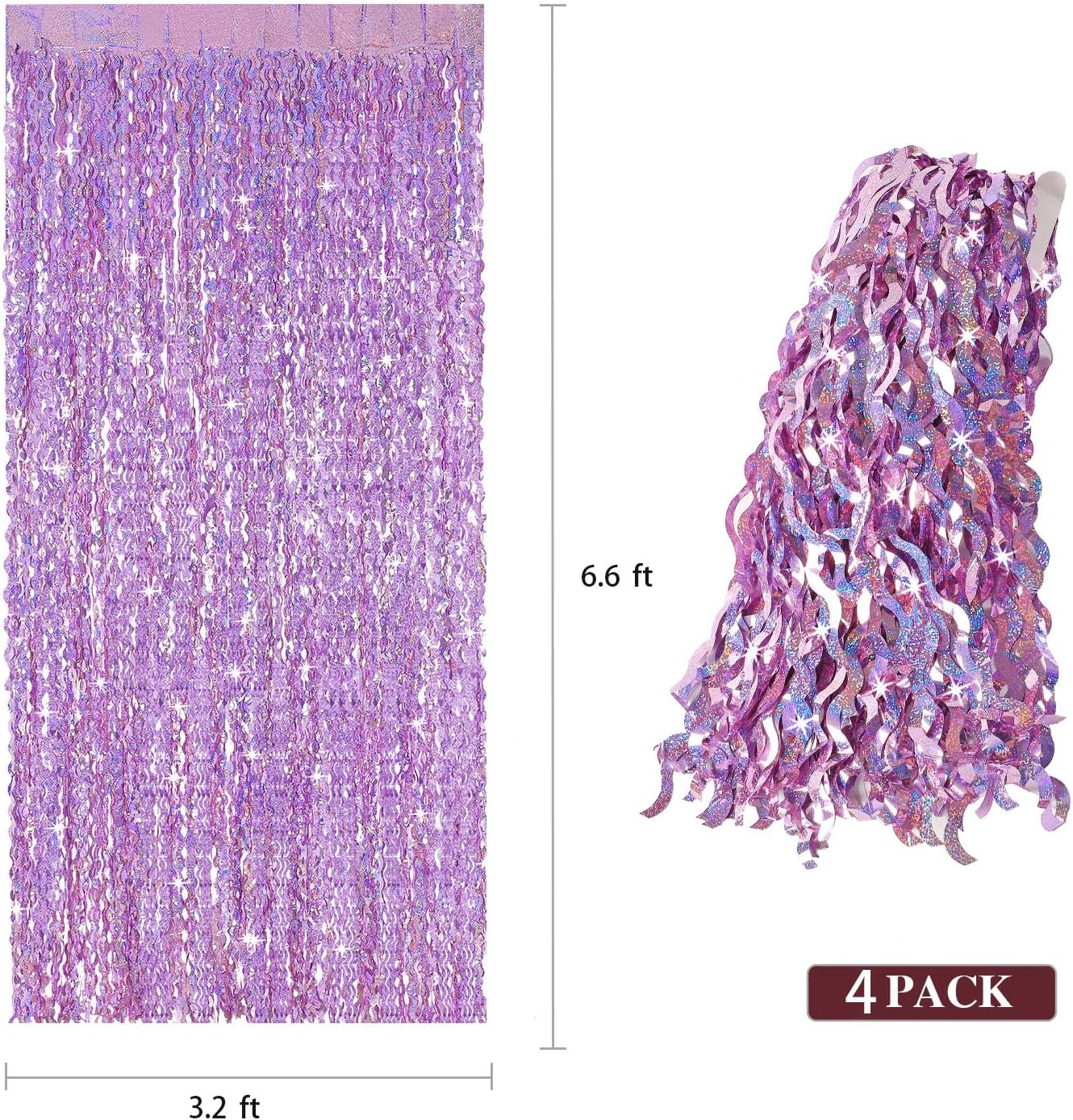 4 Pack Pink Tinsel Curtain Party Backdrop