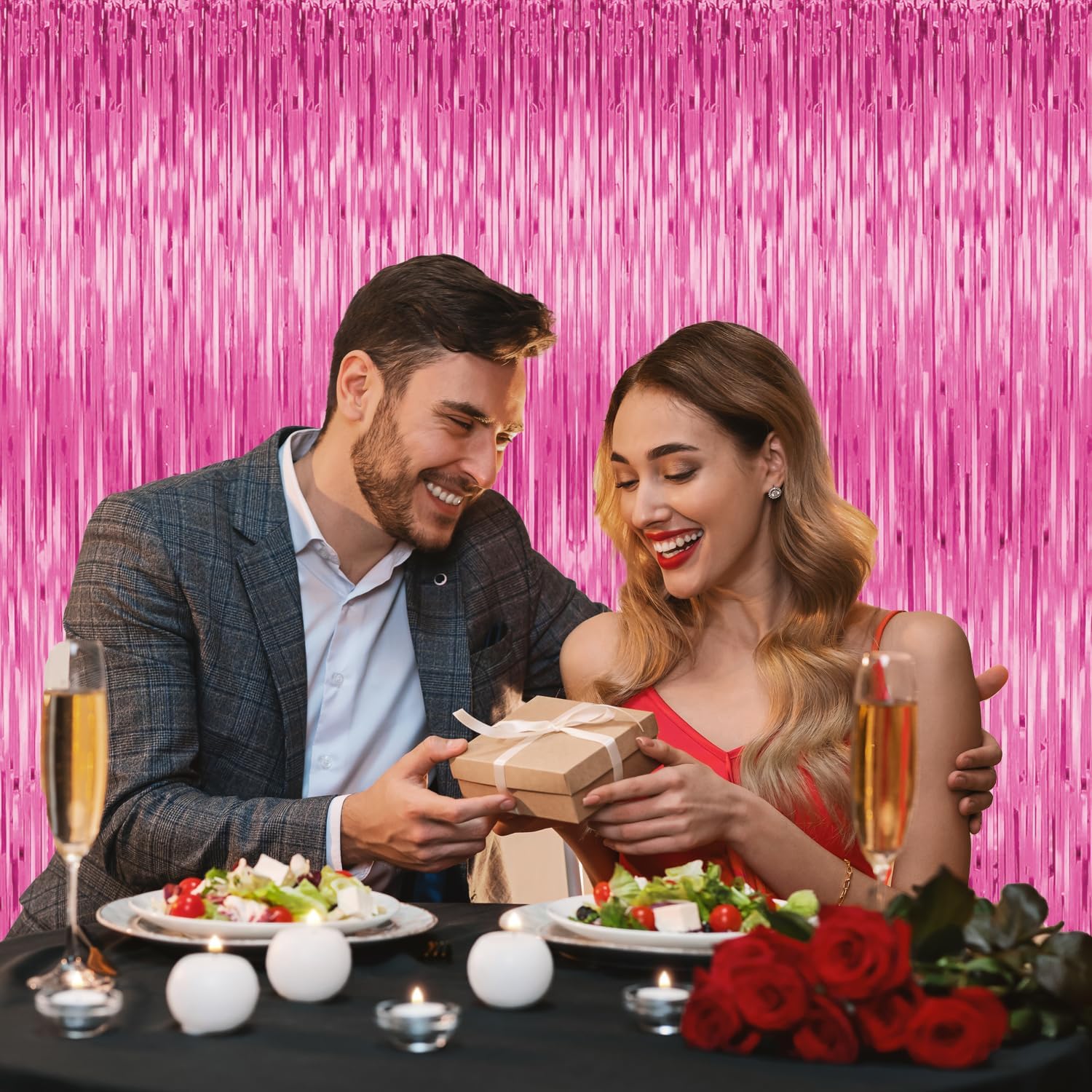 3 Pack Pink Tinsel Backdrop Decorations