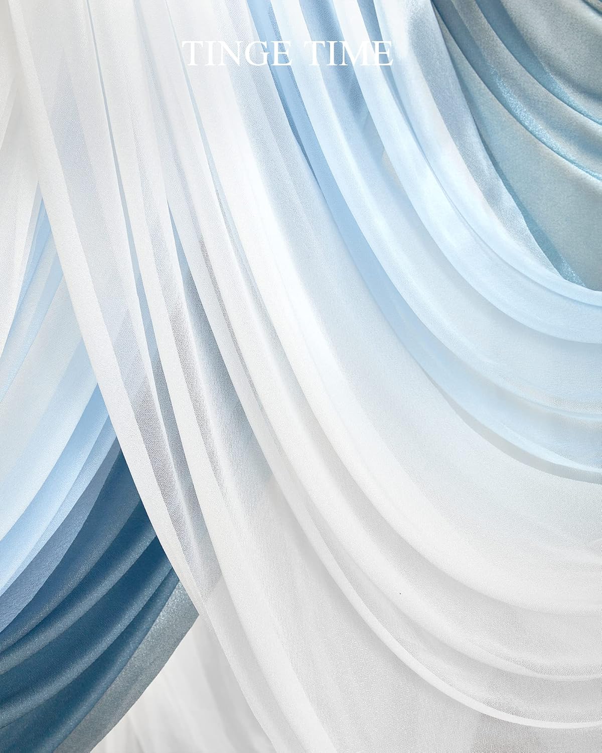TINGE TIME 3 Panels Gradient Blue Chiffon Wedding Arch Drapes