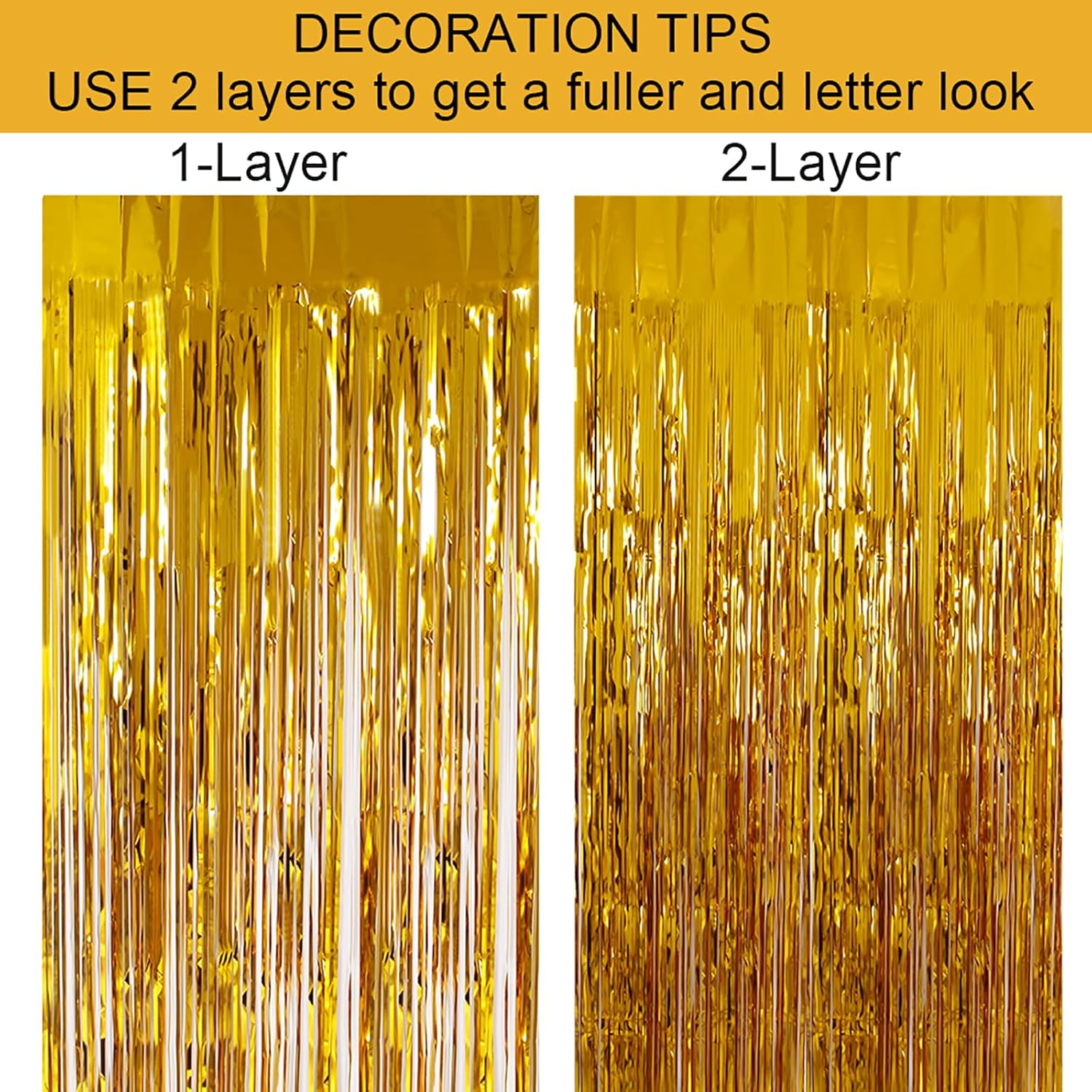 2 Pack Gold Tinsel Backdrop for Party Decor