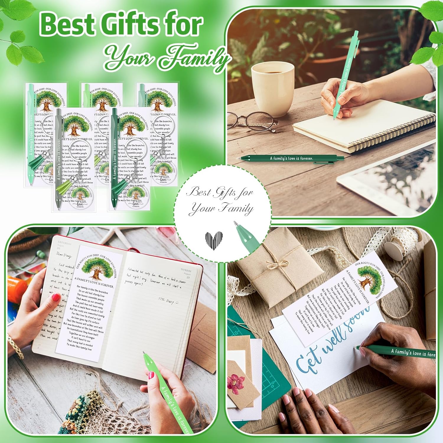 40 Piece Family Reunion Gift Set with Pens Keychains and Cards