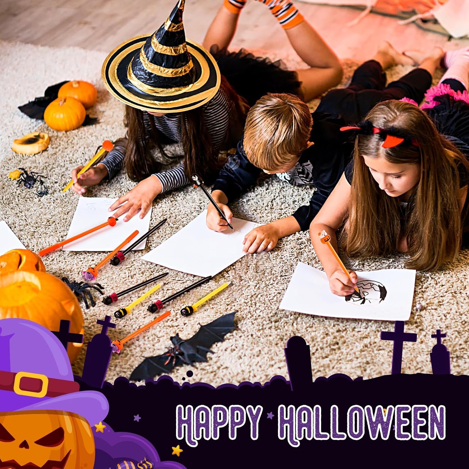SANNIX 20pc Halloween Cartoon Gel Pens for Kids Party Favors