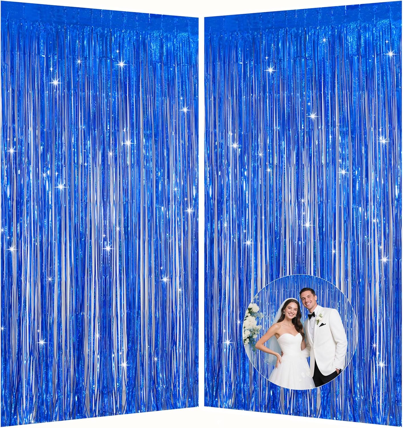 Navy Blue Foil Fringe Backdrop for Party Decorations
