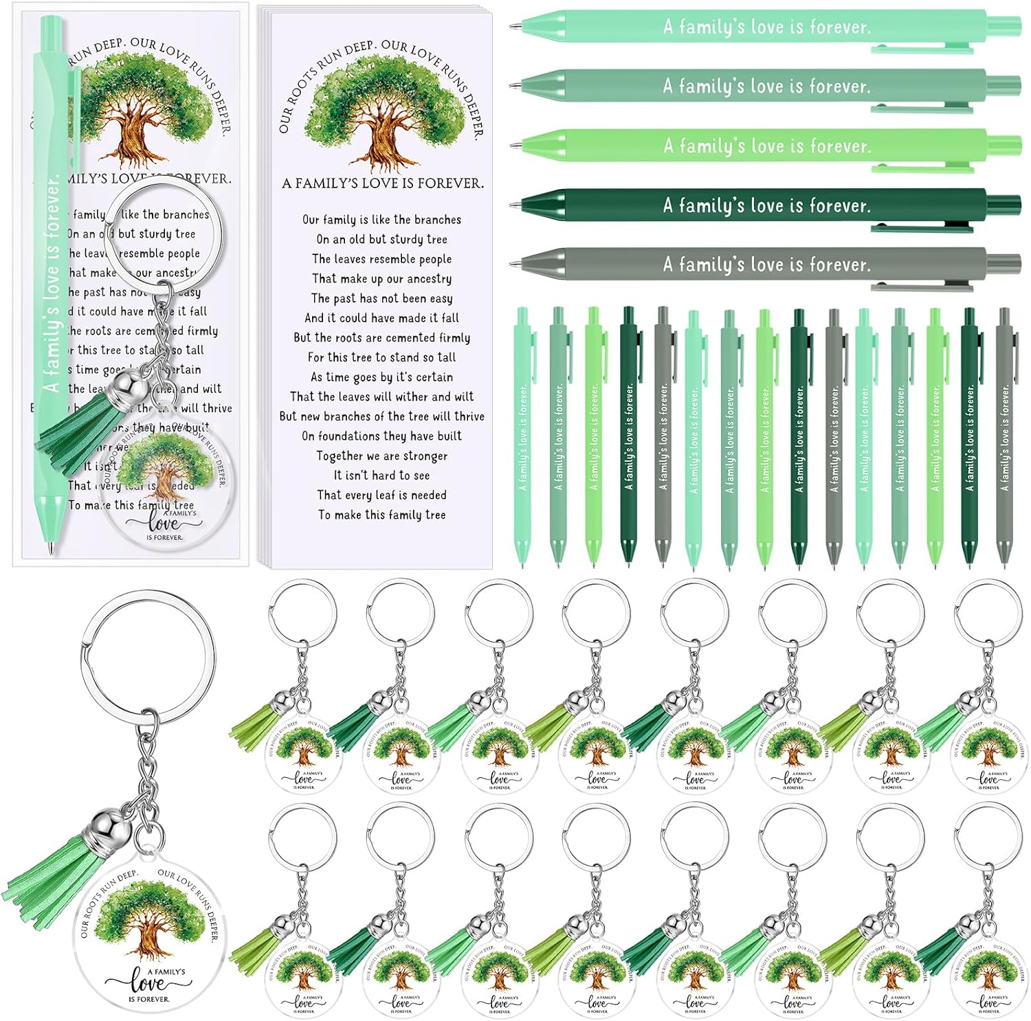 40 Piece Family Reunion Gift Set with Pens Keychains and Cards