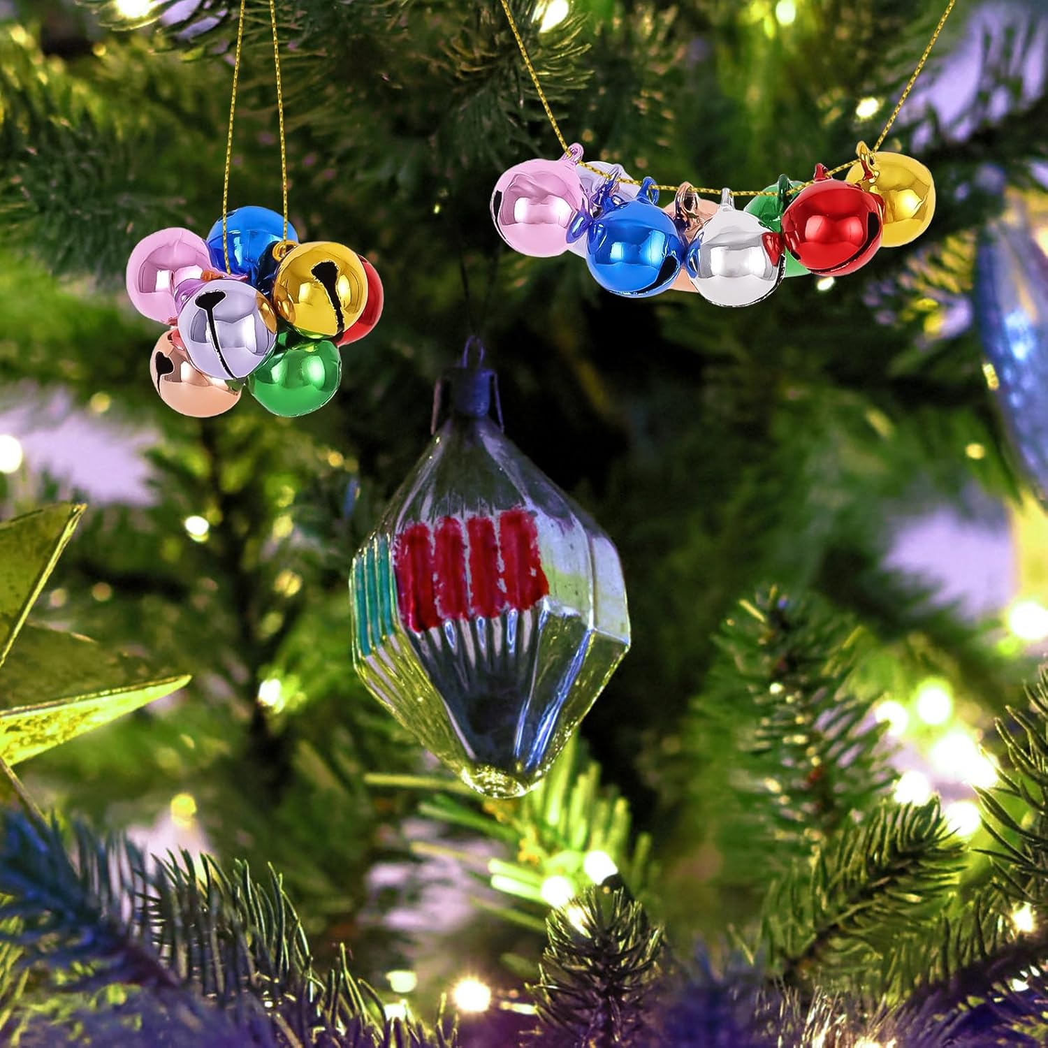 LIGHOON 120 Pcs 12 Inch Colorful Craft Bells