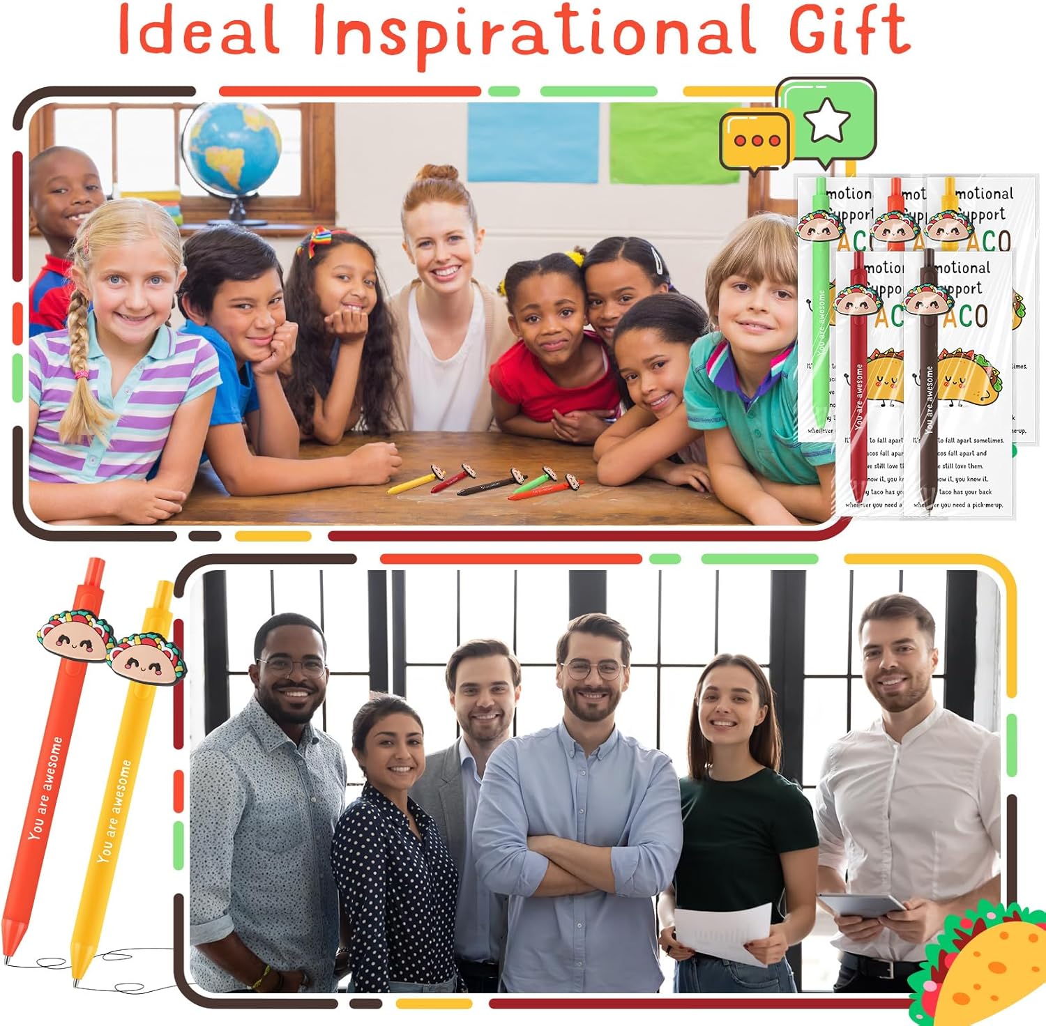 Qilery 25 Piece Emotional Support Taco Pens Gift Set