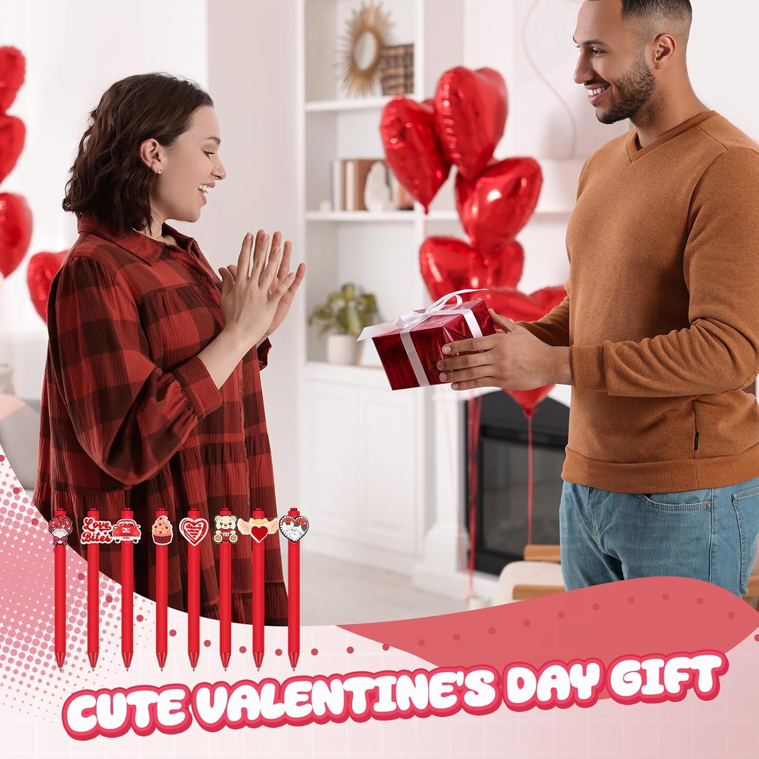 24 Pcs Cute Valentine Pens for Kids and Students
