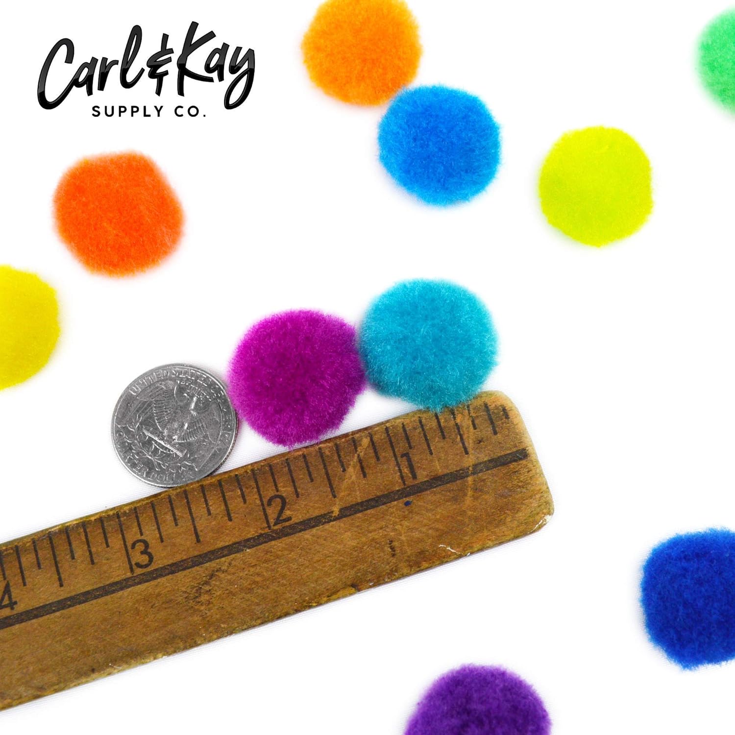 Carl Kay 300 Pcs 1 Inch Pom Poms 50 Adhesive Eyes Craft Set