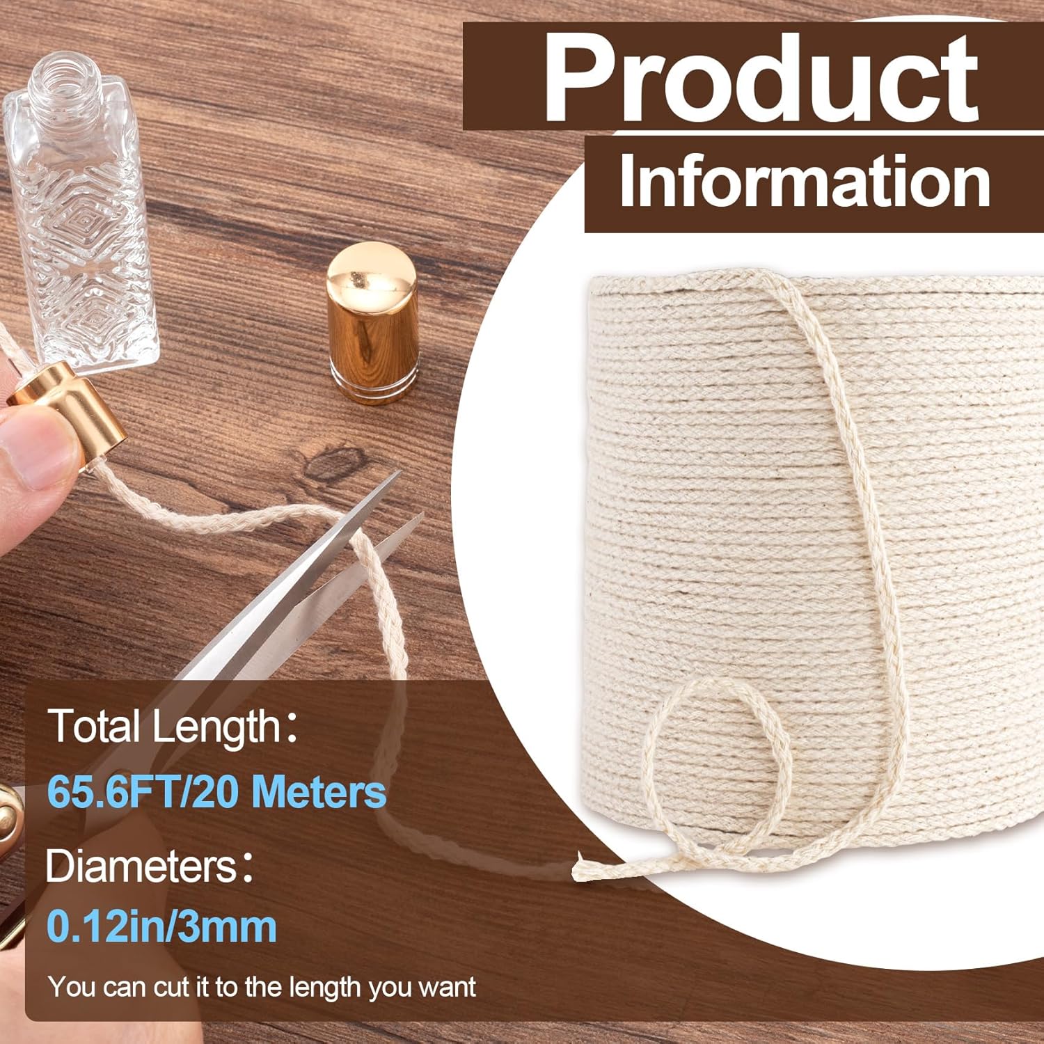 PAGOW 656 Feet Cream Candle Wicks Roll for DIY Crafts