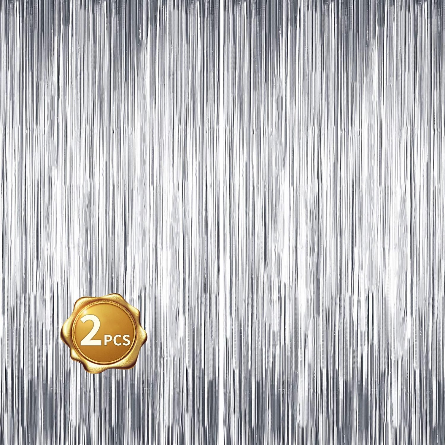 BEISHIDA 2 Pcs Silver Door Streamers Tinsel Curtain