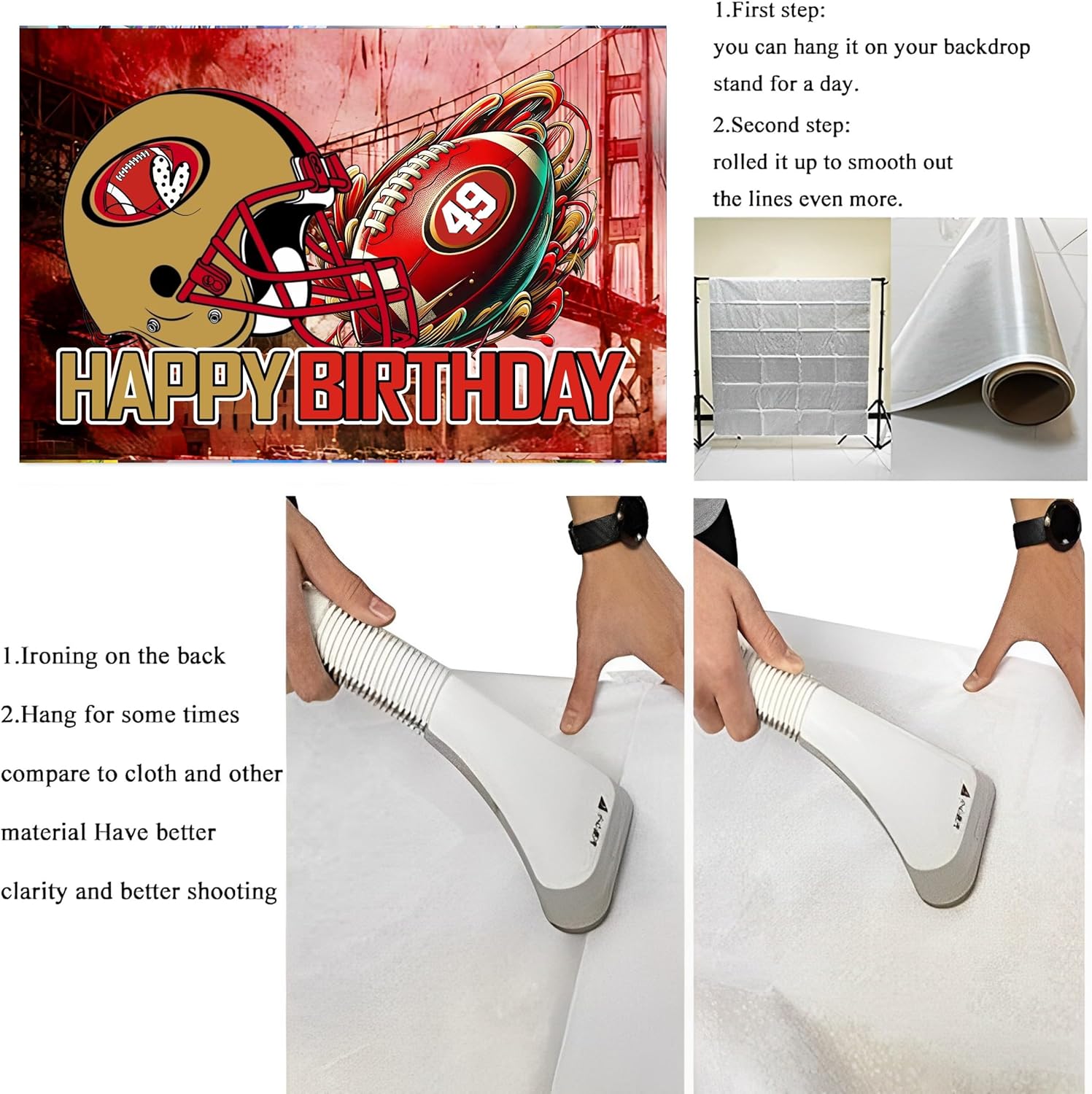 49 Football Themed Birthday Backdrop 5x3ft