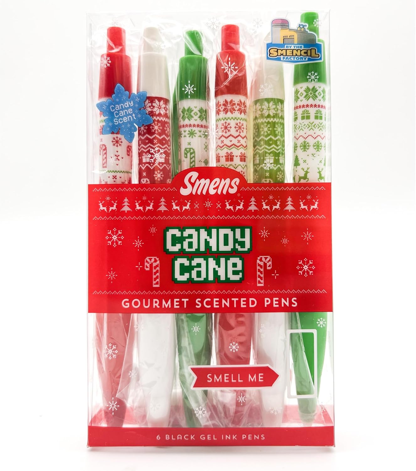 Holiday Smens Candy Cane Scented Gel Ink Pens 6 Count