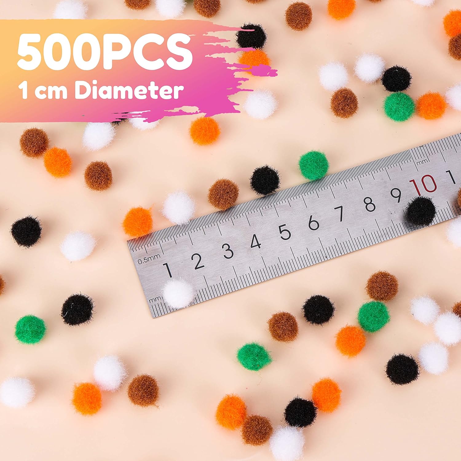 Caydo 500 White Pom Poms for Crafts and DIY