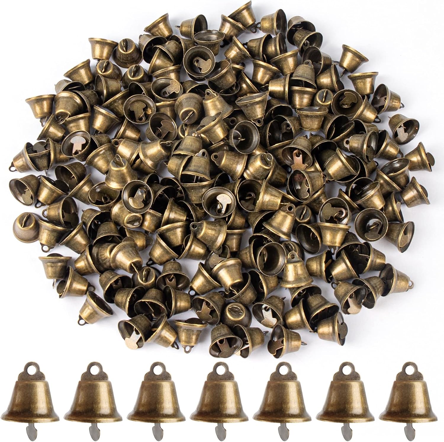 Framendino 200 Pack Mini Bronze Jingle Bells