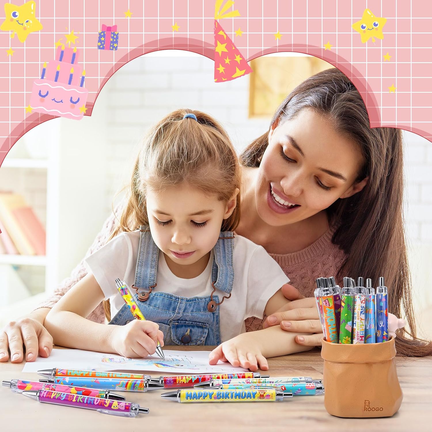 Cholemy 96 Pcs Birthday Pens Bulk Happy Birthday Ballpoint Pens