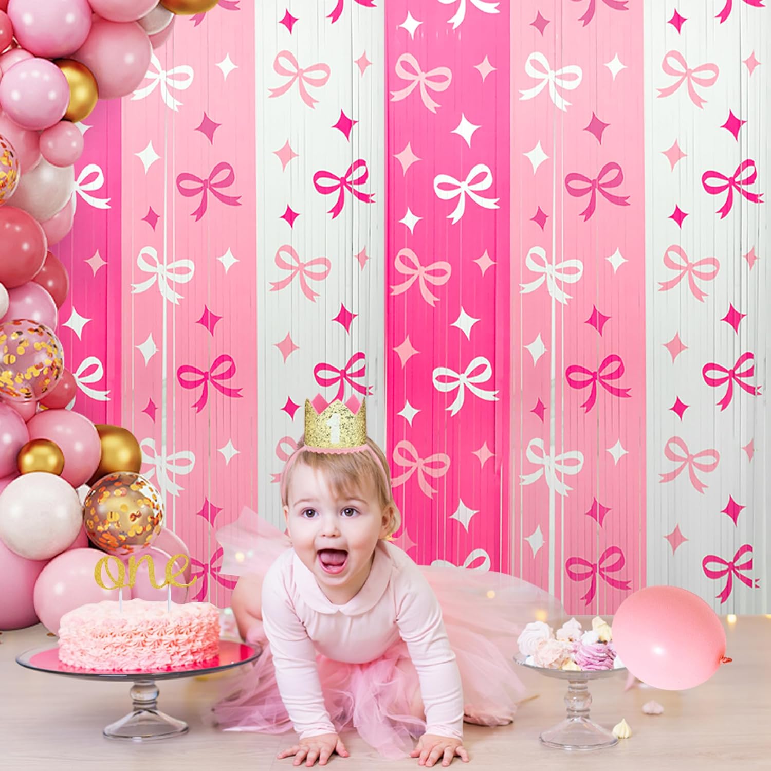 2 Pack Pink Bow Foil Streamer Party Decor