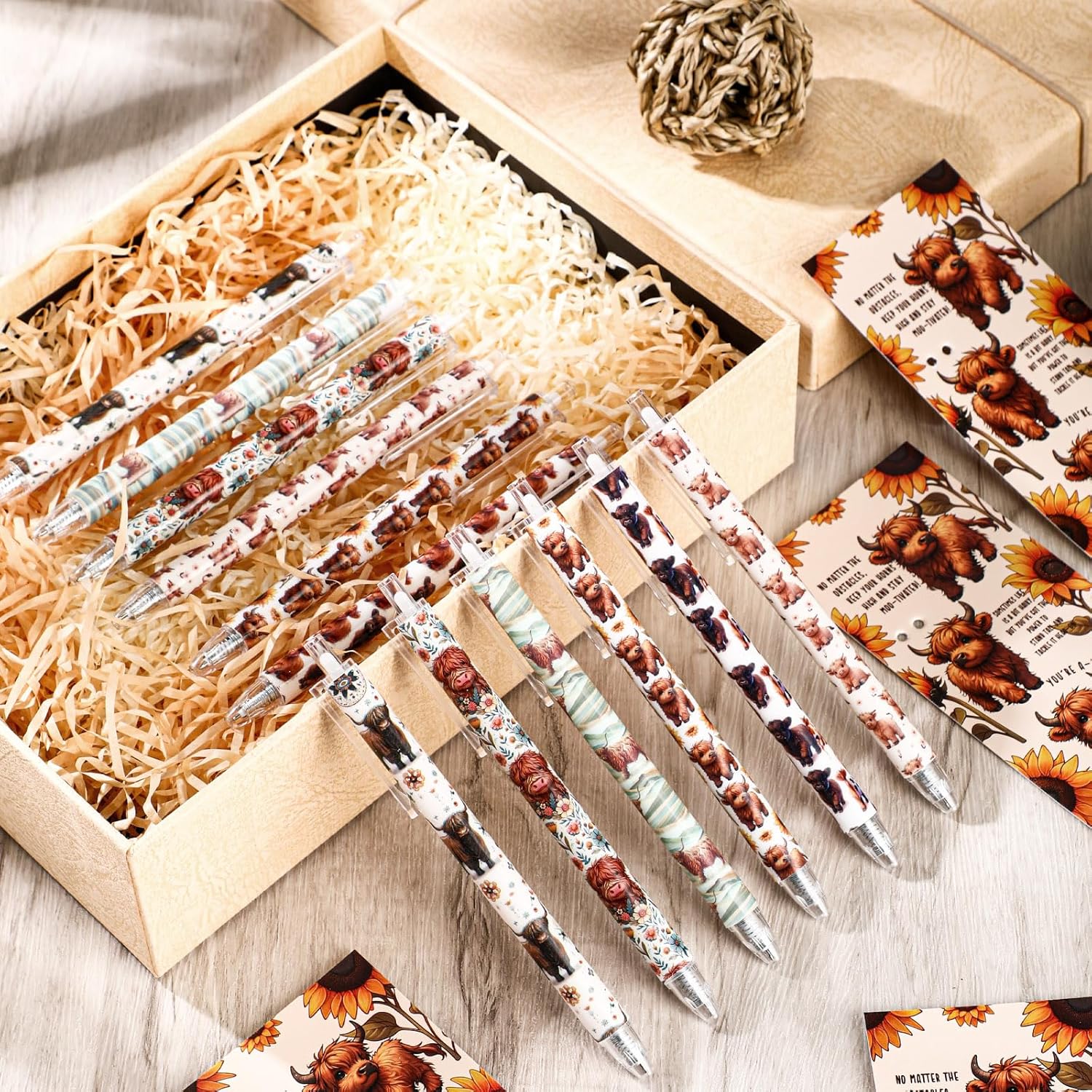 24 Piece Highland Cow Ballpoint Pen Gift Set