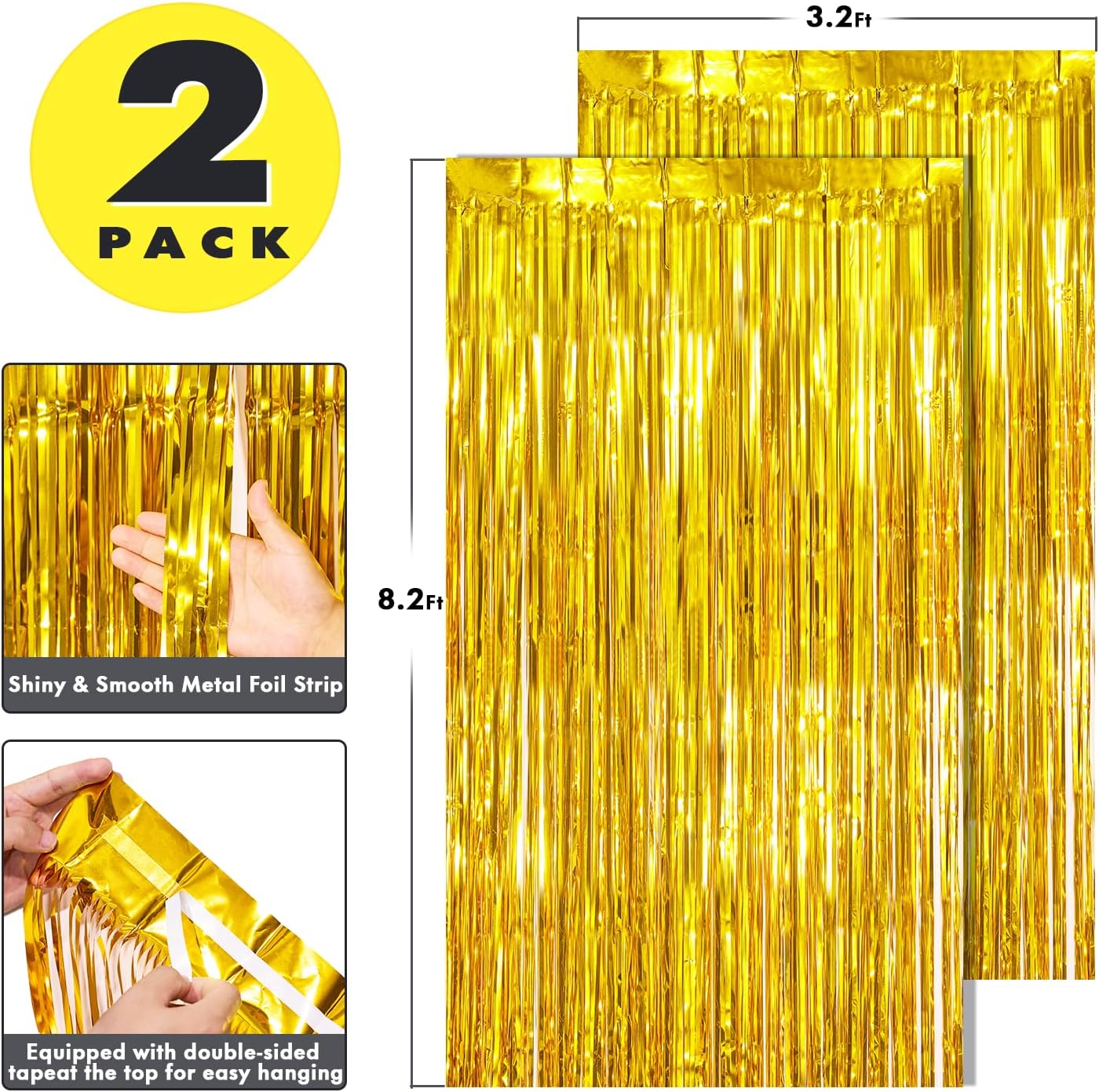 Twinkle Star 2 Pack Gold Photo Booth Backdrop Curtains