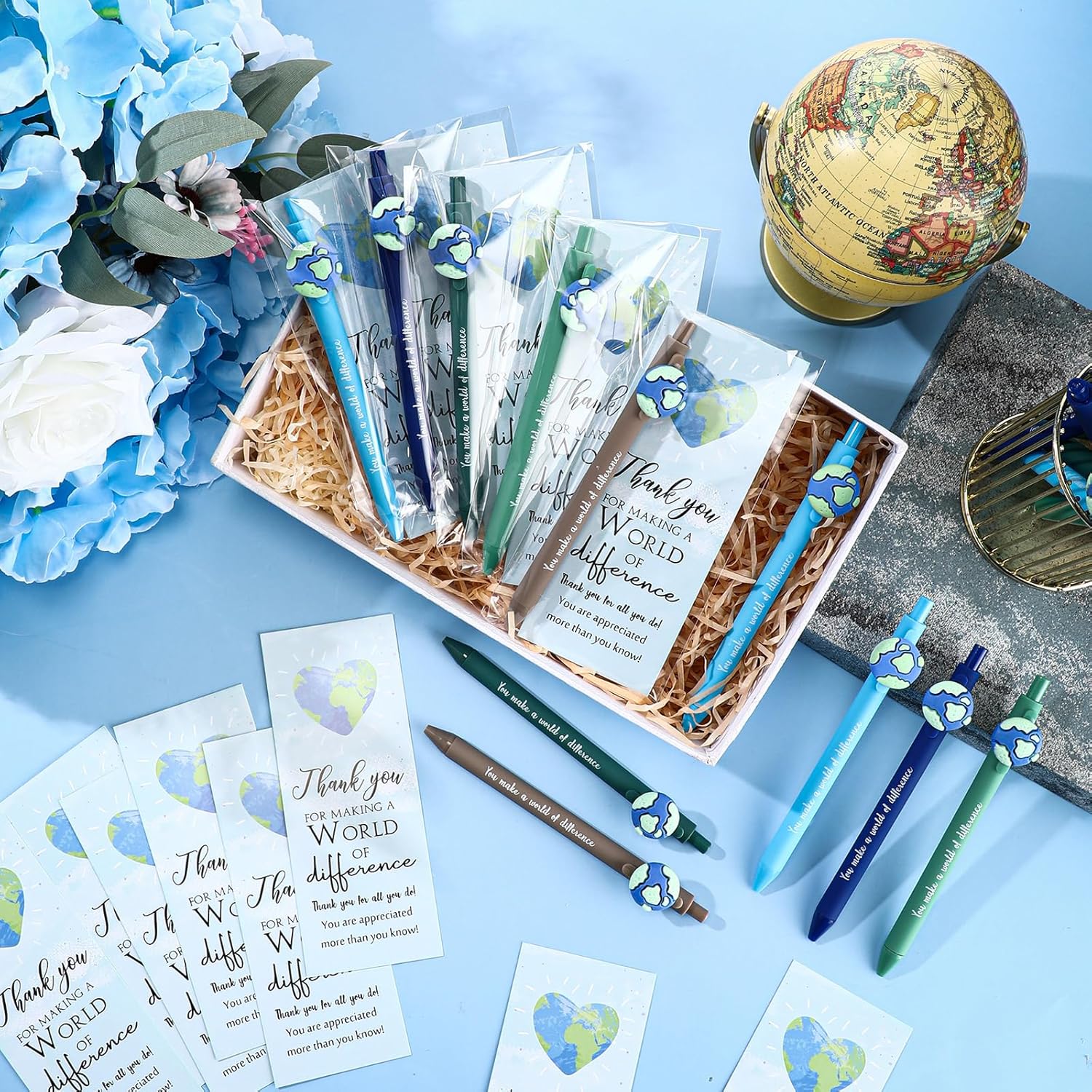 20 Sets Back to School Gift Cute Retractable Globe Pens