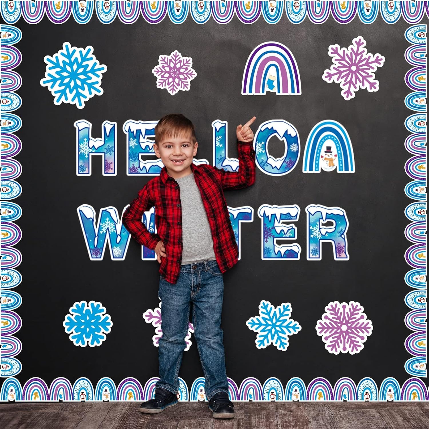 Winter Boho Rainbow Bulletin Board Decorations Set