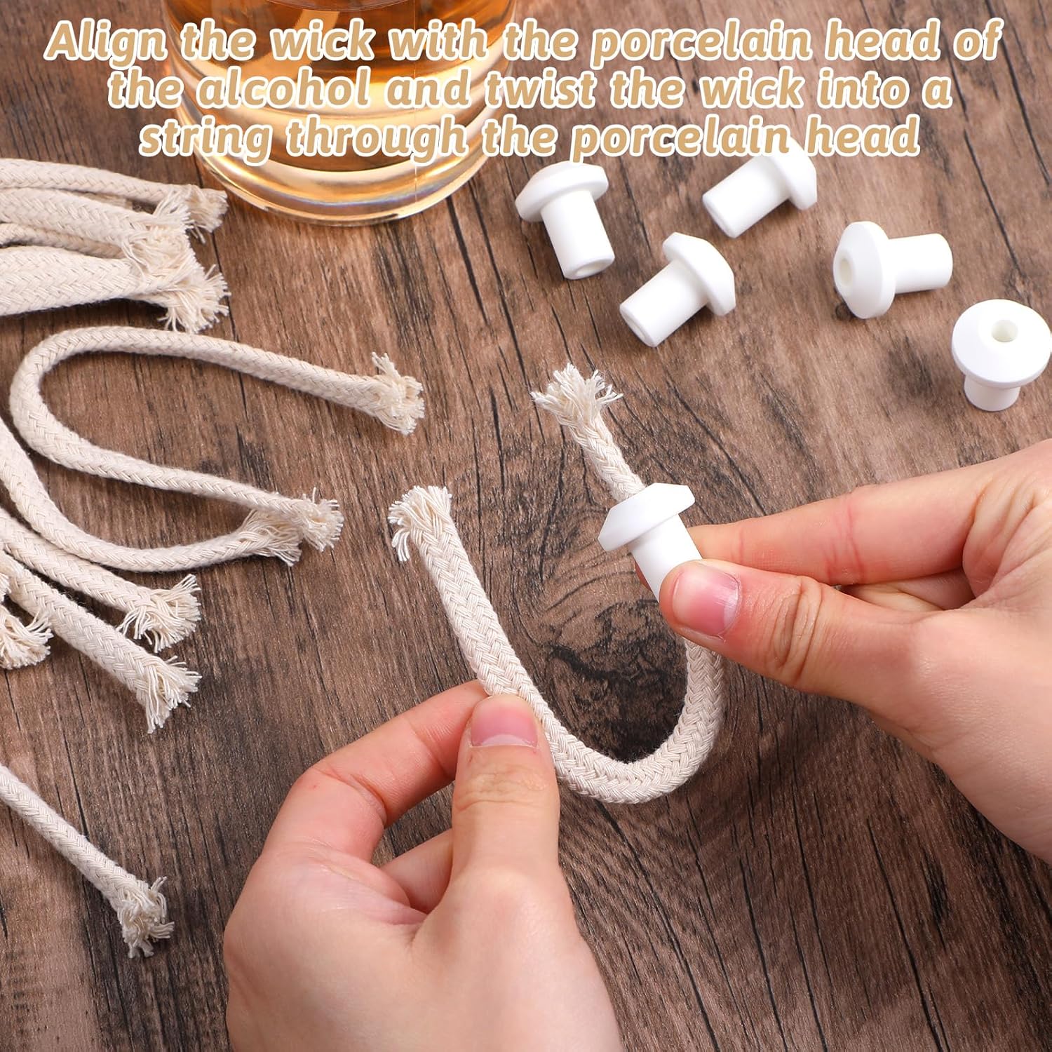 20 Piece Cotton Wicks with 10 Holders for Oil Lamps