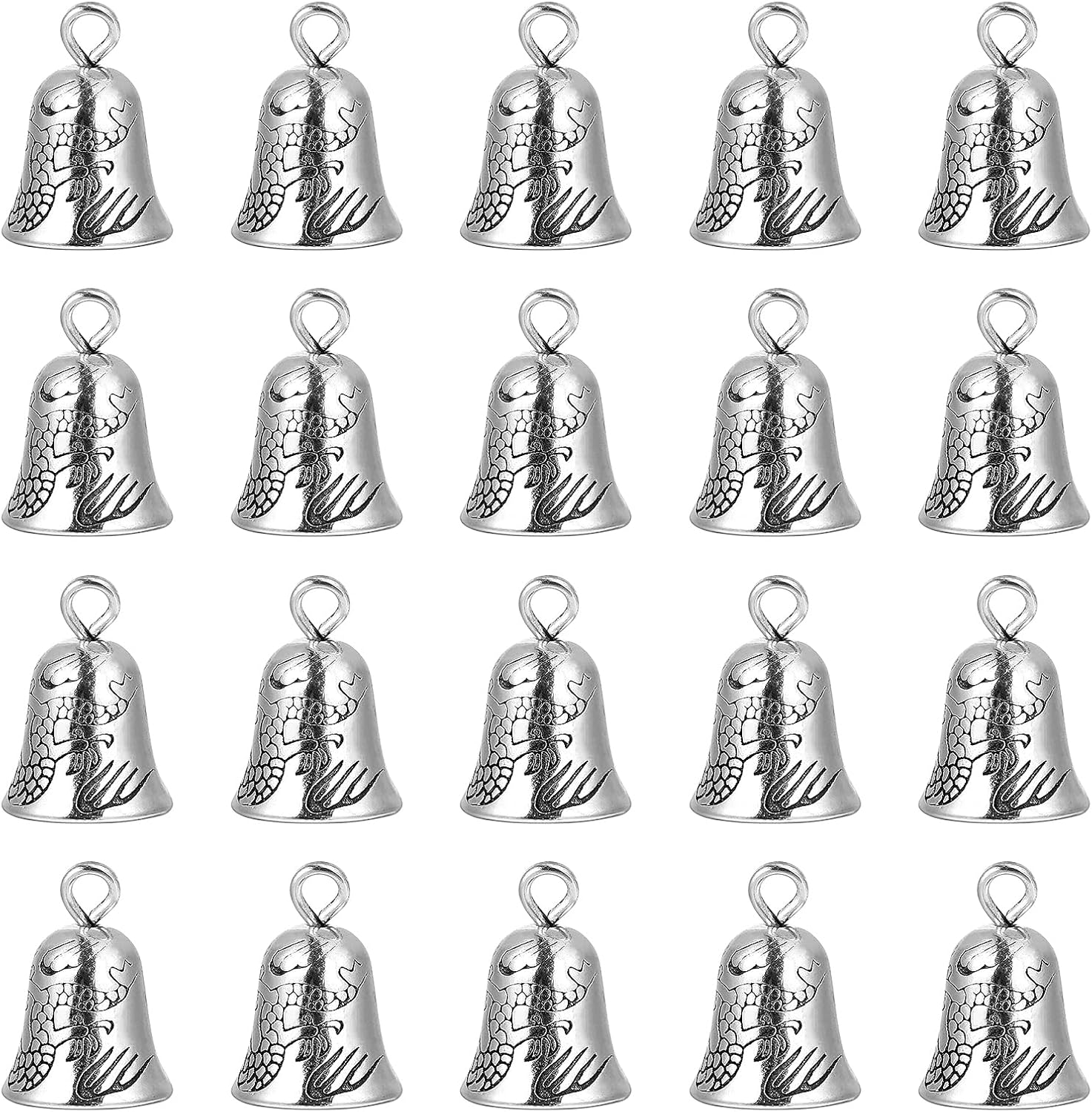 NUOBESTY 20pcs Silver Bells Charms Mini Jingle Bells for Jewelry Crafts