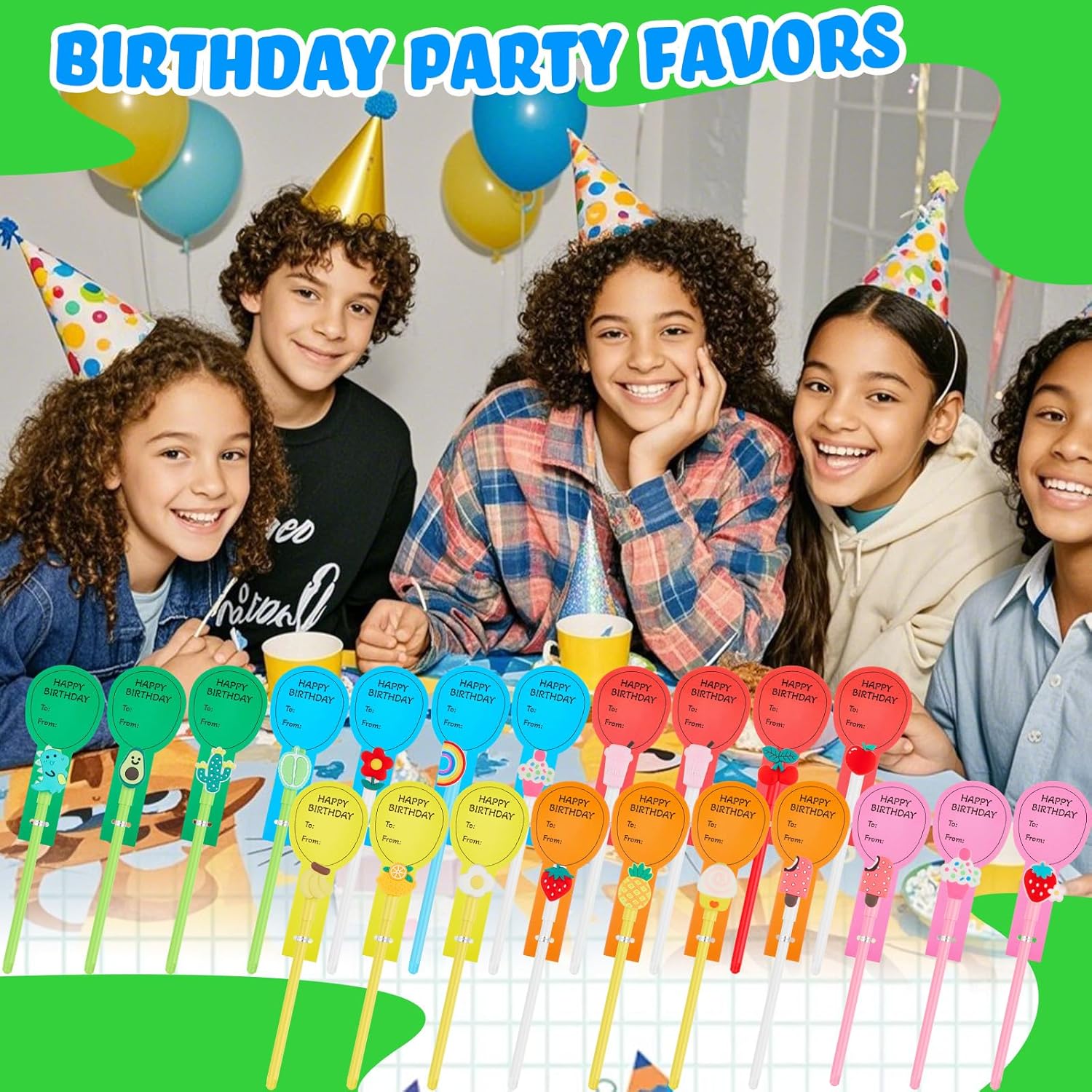36 Pcs Happy Birthday Pens with Balloon Cards Set