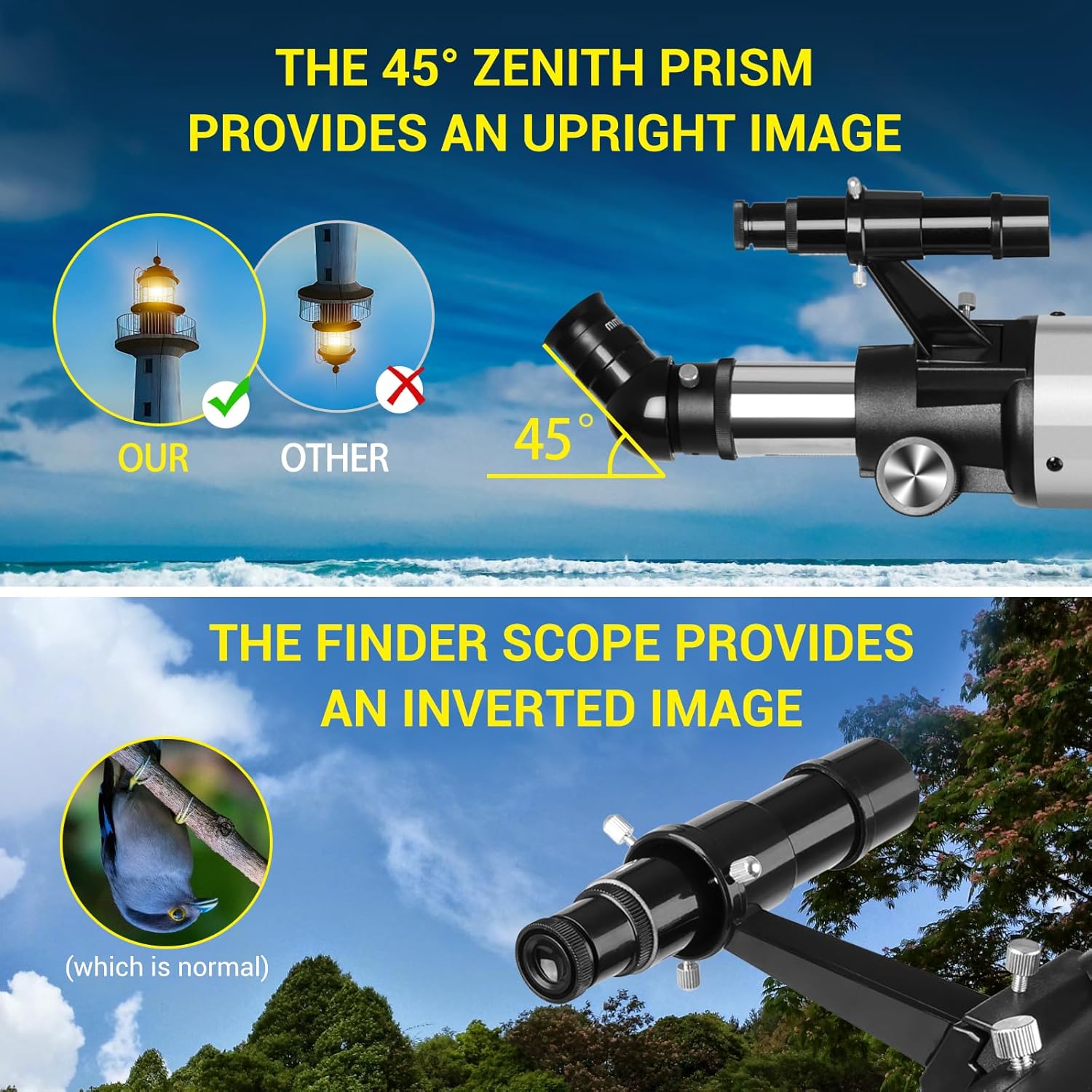 90mm Aperture Refractor Telescope with 2 Eyepieces Carry Bag Phone Adapter