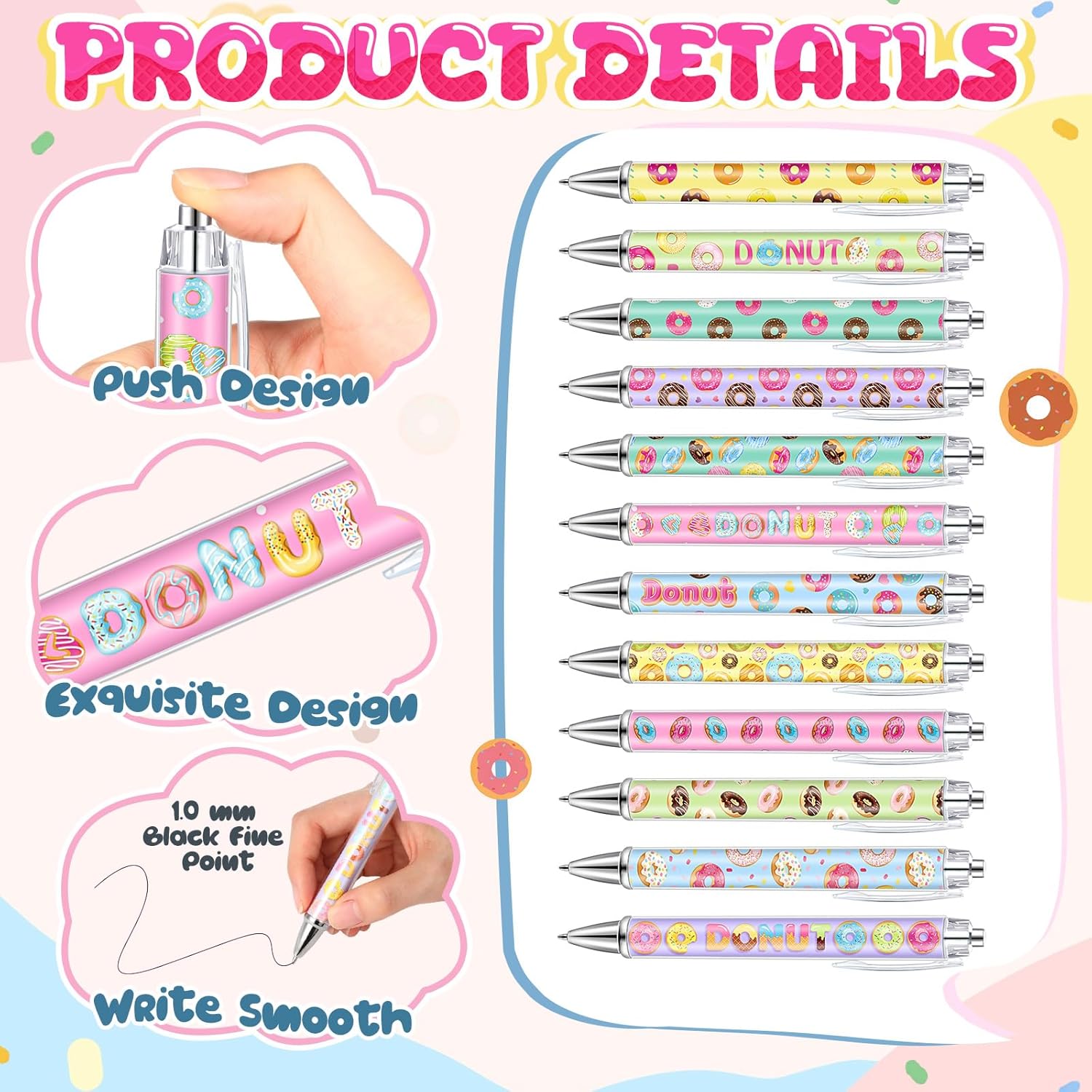 48 Pcs Donut Gel Pens Bulk Cute Donut Writing Pens