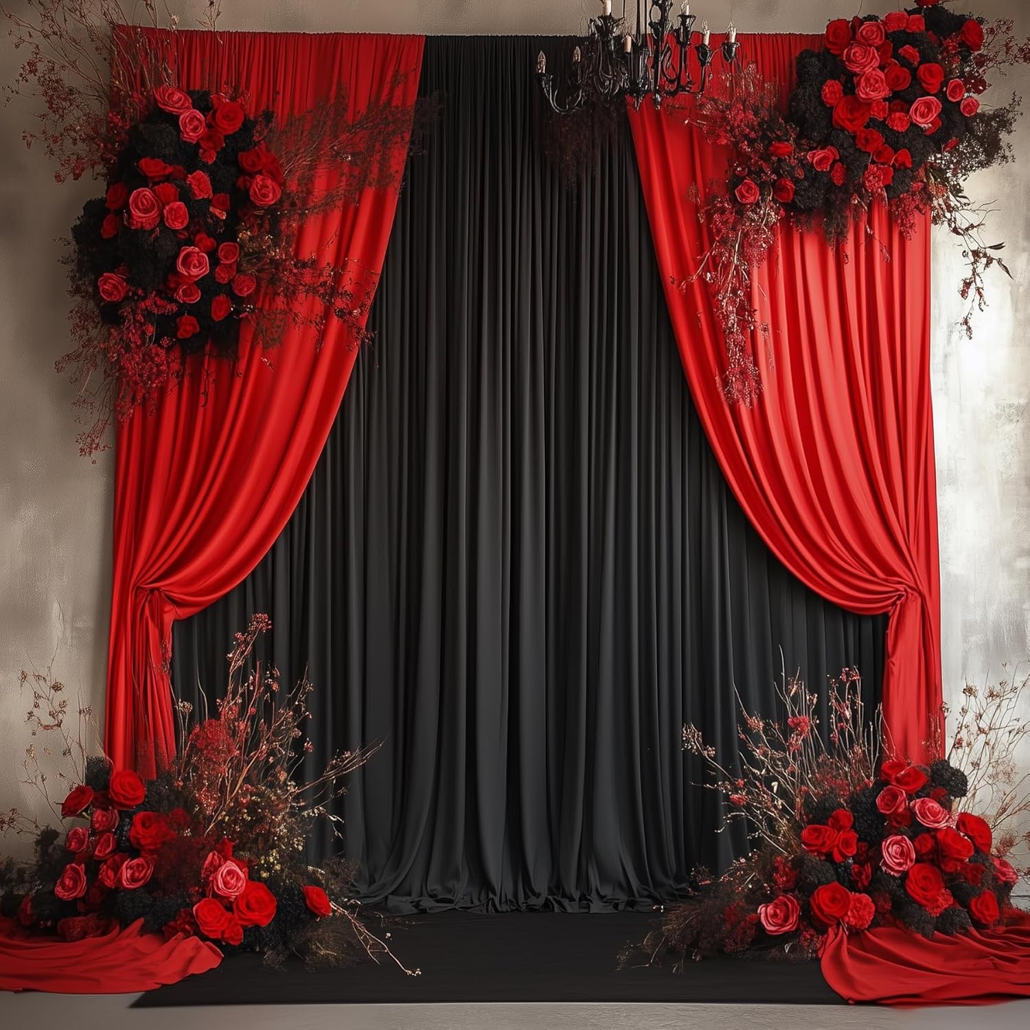 10ft x 12ft Wrinkle Free Black Backdrop Curtain 2 Panels