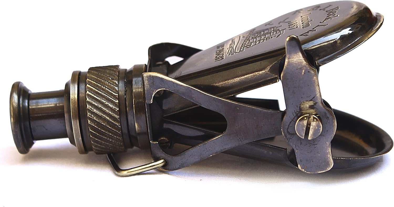 Antique Brass R J Beck London Small Binocular with Leather Case