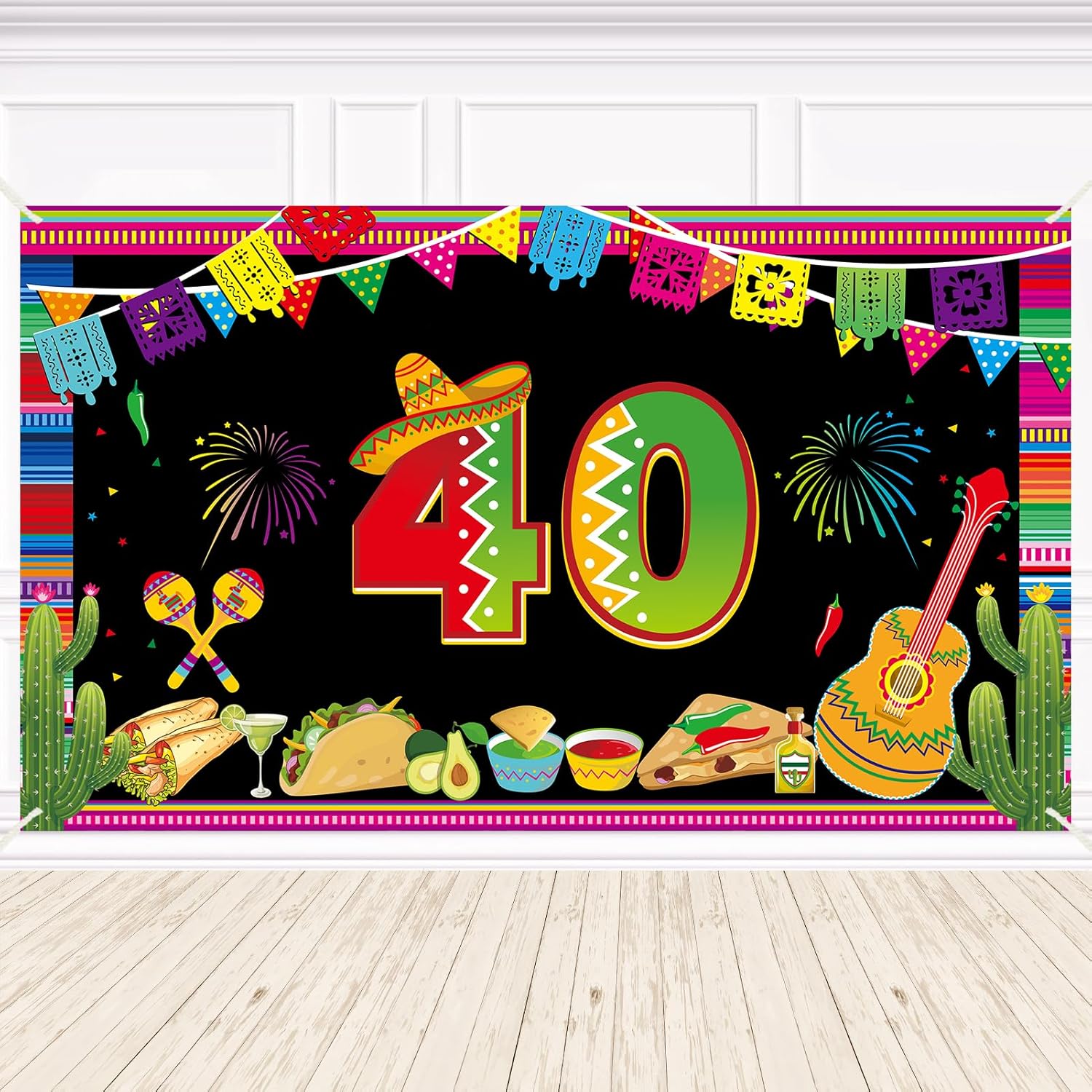 Happy 40th Birthday Banner Backdrop Decor for Men Women