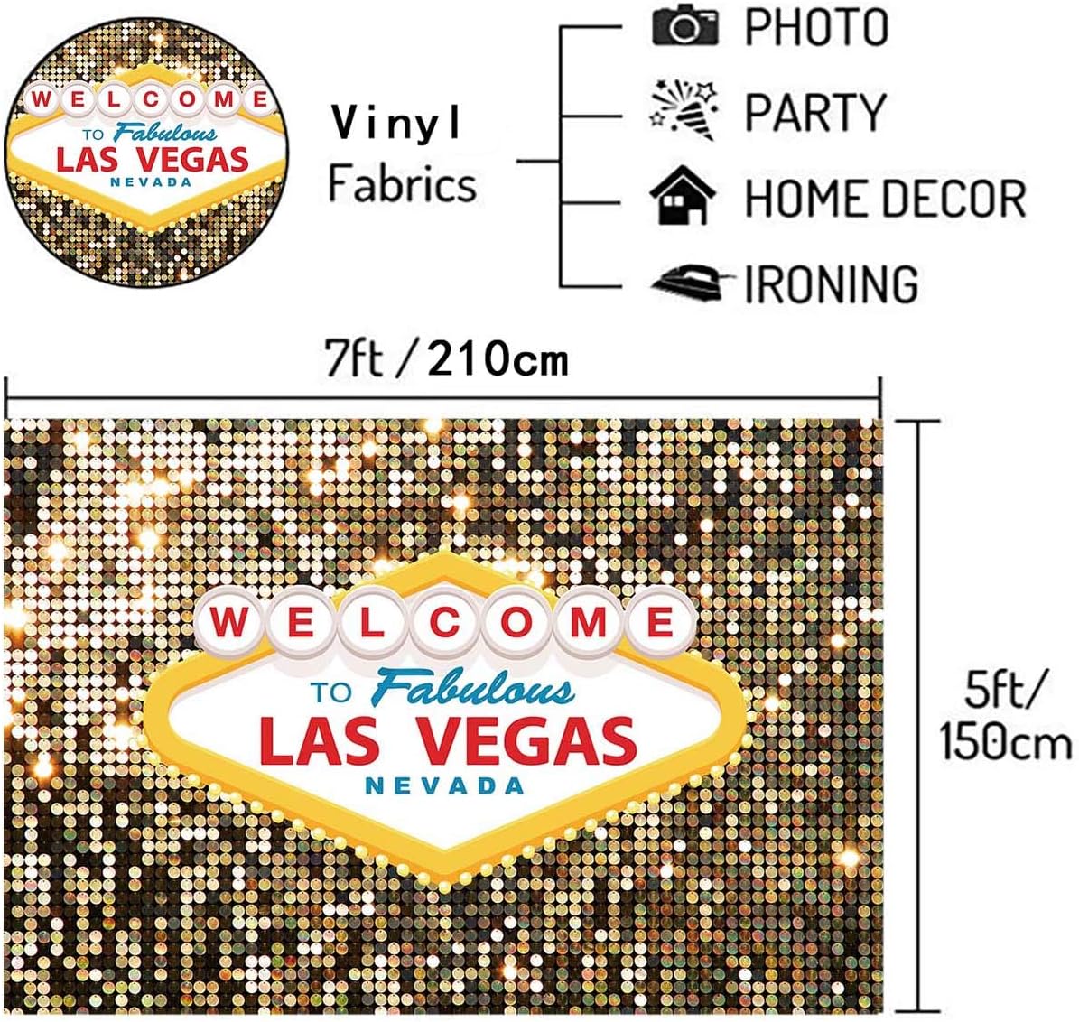 Fanghui Vegas Party Photo Backdrop 7x5ft Vinyl