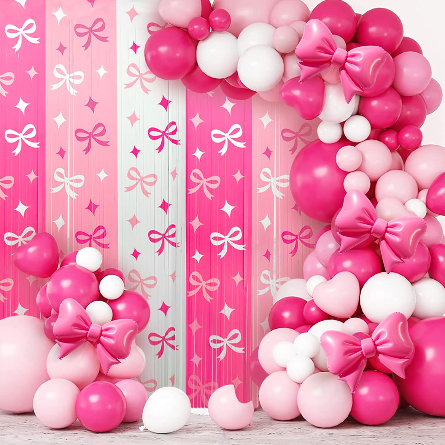 2 Pack Pink Bow Foil Streamer Party Decor