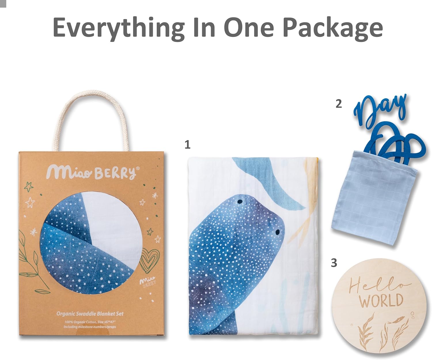 Miaoberry Ocean Baby Milestone Blanket for Boys