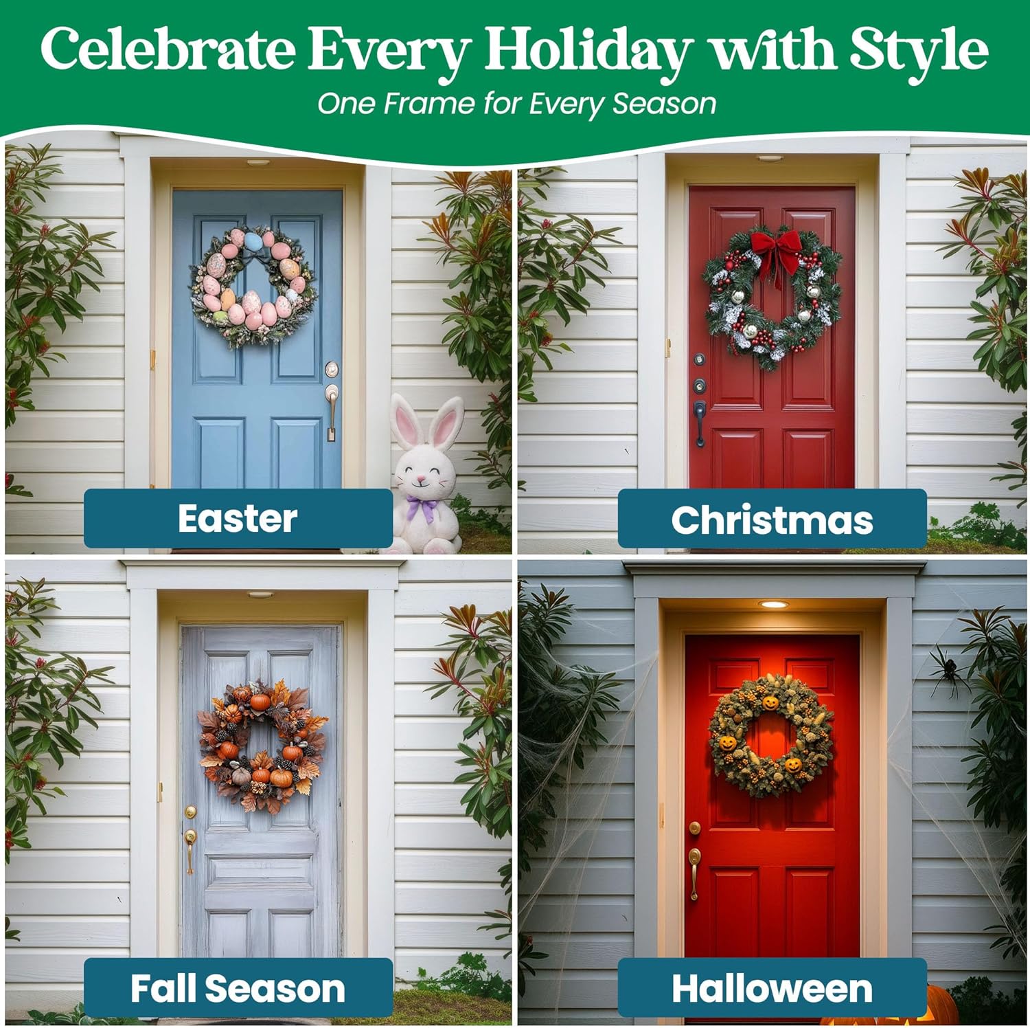Pack of 5 Dark Green Round Wire Wreath Frames